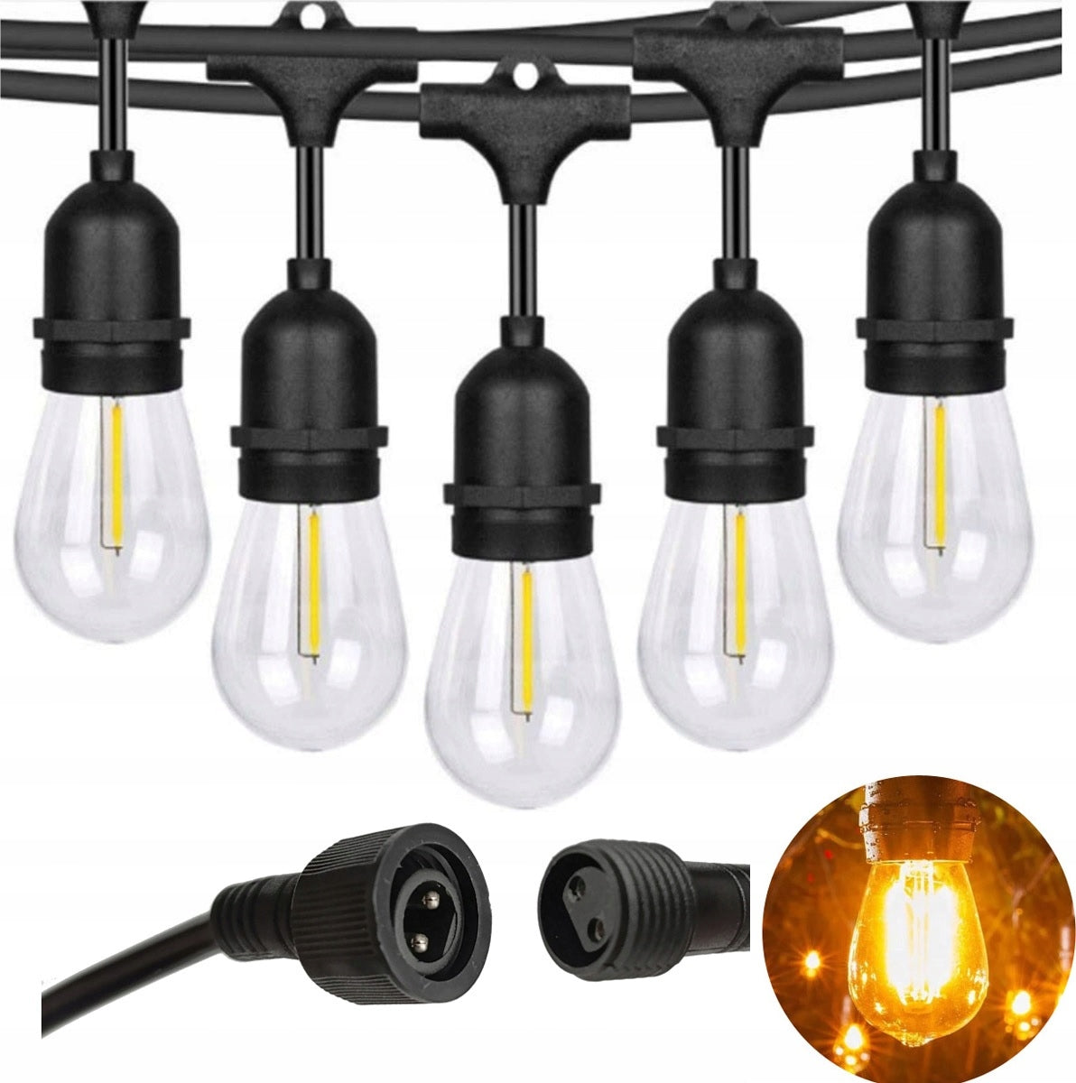 Garden Garland Light 10M 20X Bulb LED E27 + Waterproof Cable