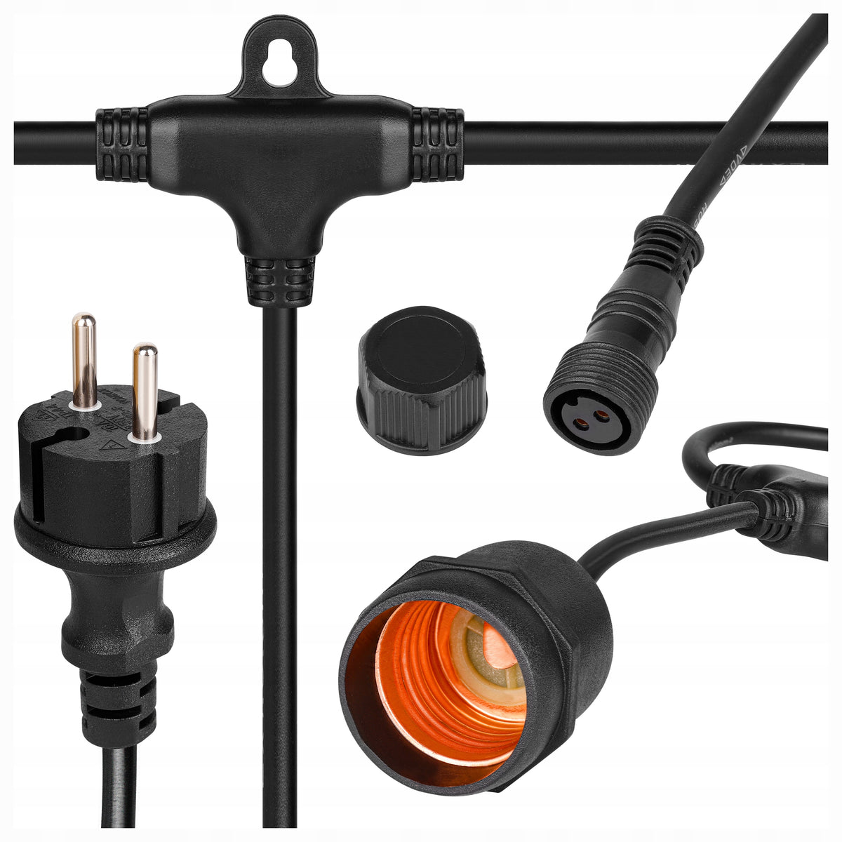 Garden Garland Light 15M 15X LED Bulb E27 Waterproof Cord Manufacturer code Girlanda Ogrodowa Świetlna 15M 15X Żarówka