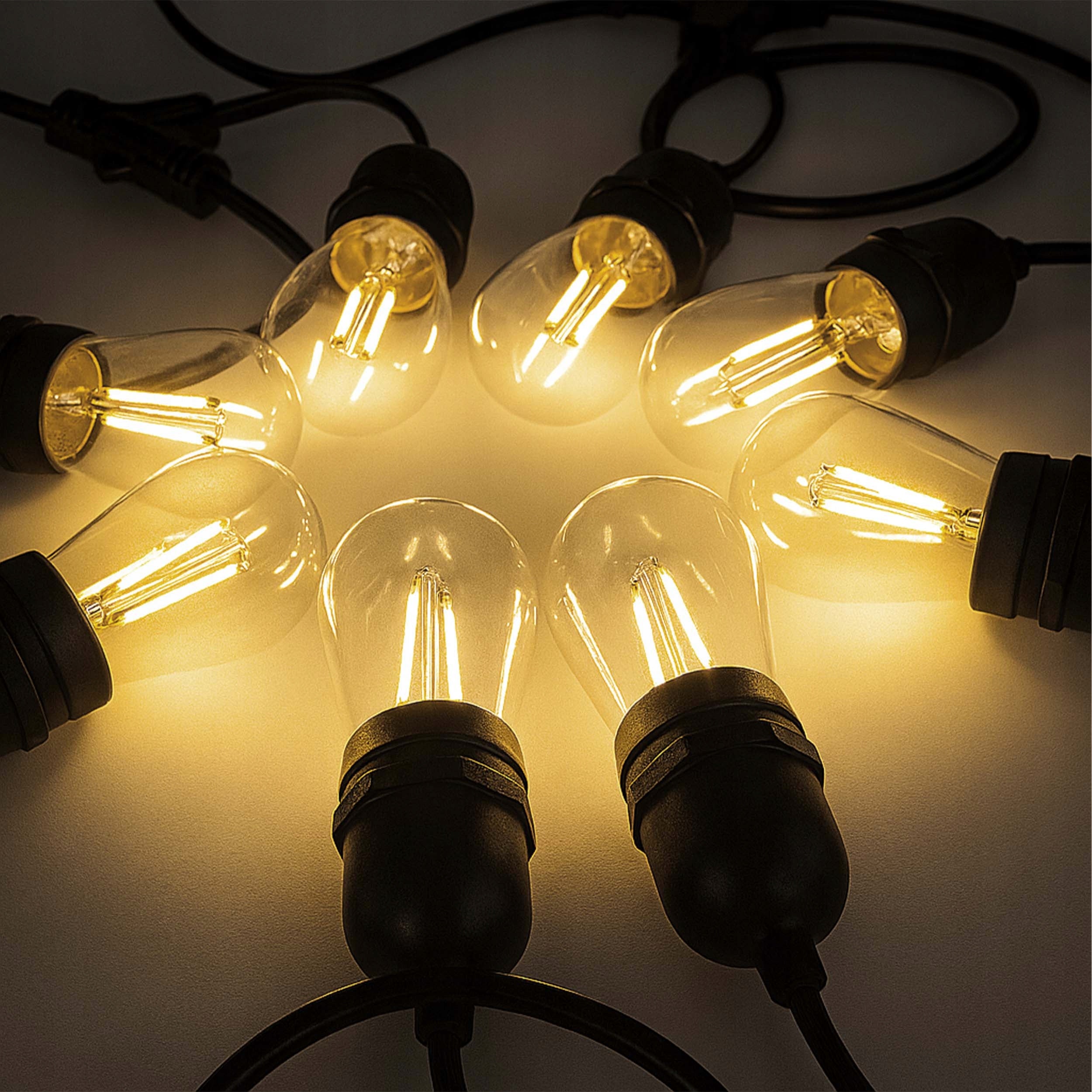 Garden Garland Light 15M 30X LED Bulb E27 + Waterproof Cord Globe diameter 5 cm