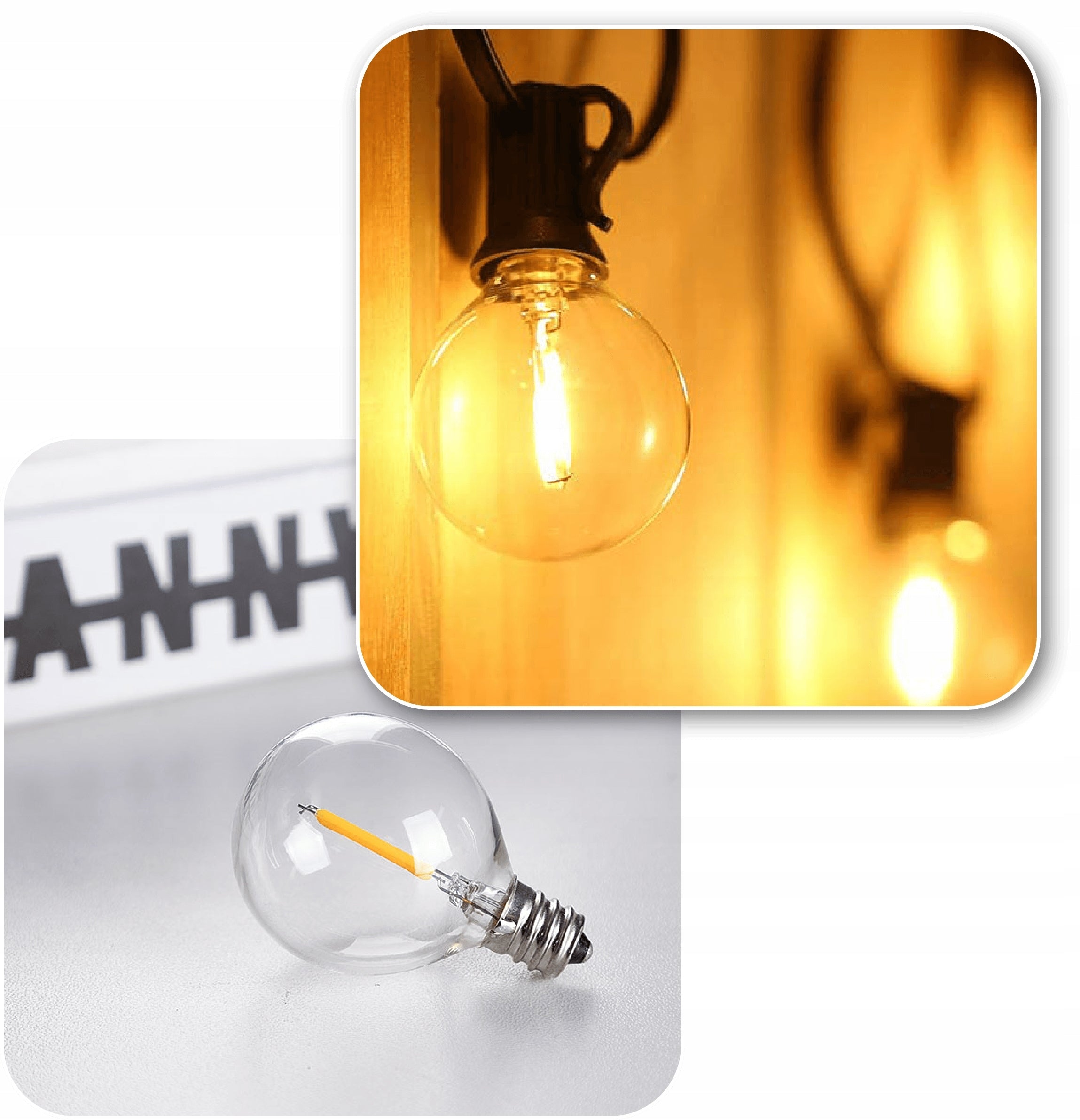 Garden Garland Light 15M 50 LED Bulb E12 Waterproof Cord IP67 Manufacturer code Girlanda Ogrodowa 15M 50 LED żarówki E12 IP67