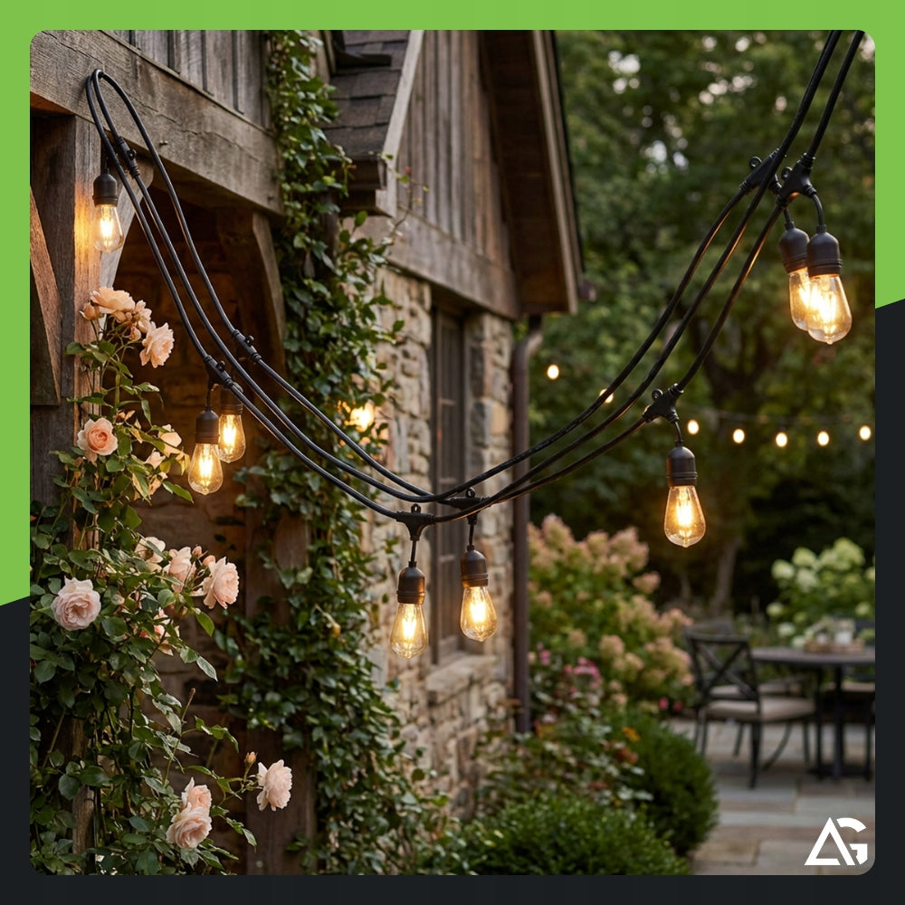 Garden Garland Light 20M 20X LED Bulb E27 + Waterproof Cord Packaging status original