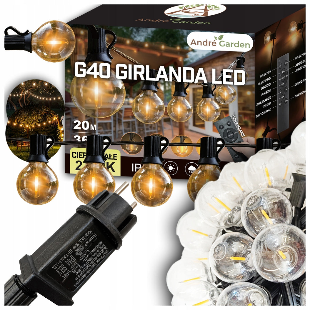 Garden Garland Light 20M 36X LED Bulb COMBINING 1W + freebie 2X E12