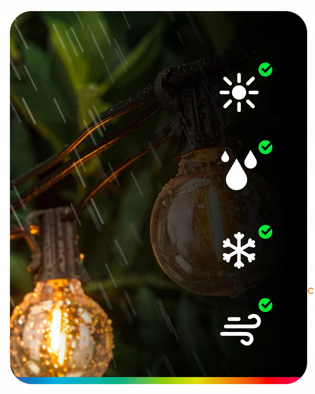 Garden Garland Light 3M 10X LED Bulbs E12 Waterproof Durable Length 300 cm