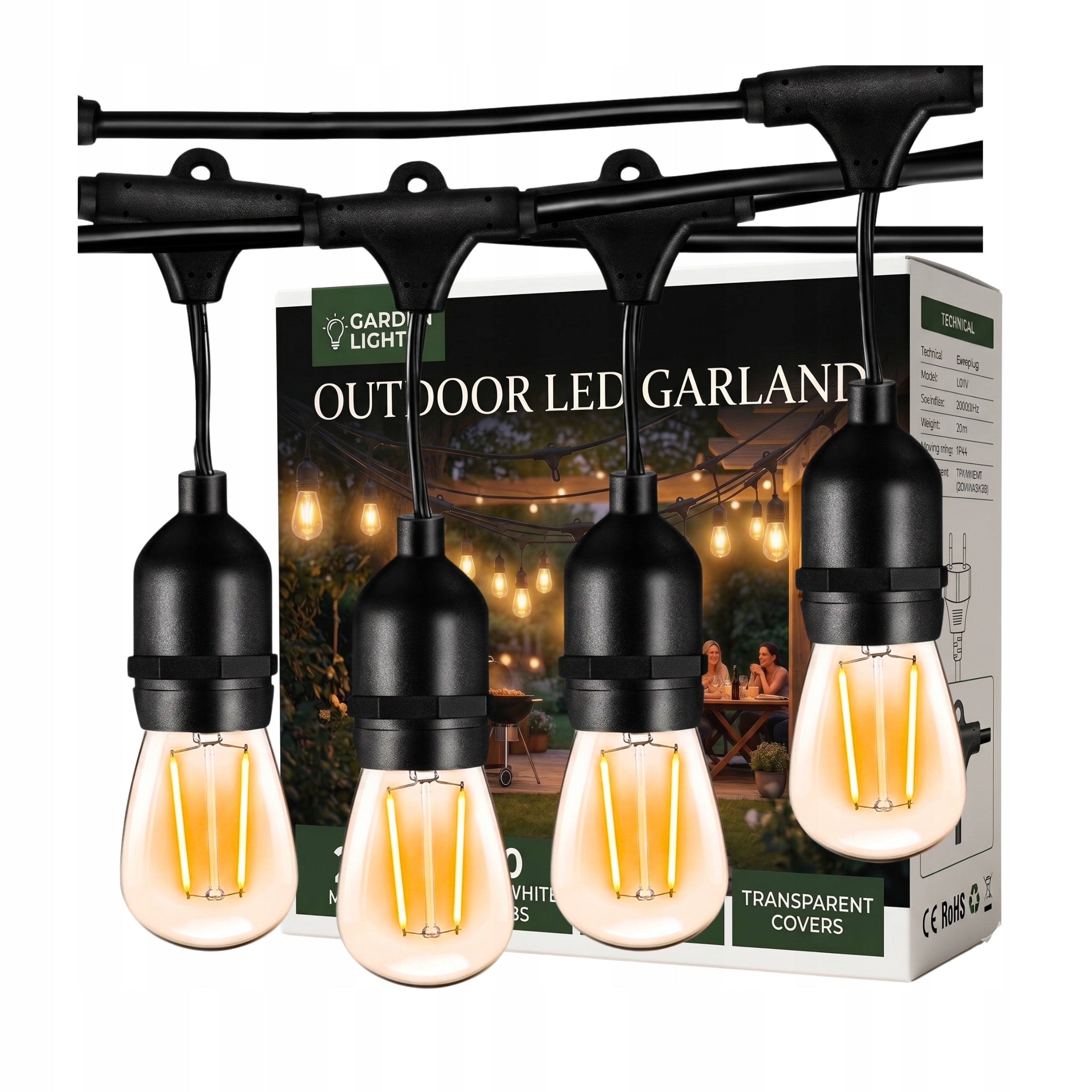 Garden Garland Light Chain 20m LED Garden Lighting - Mood