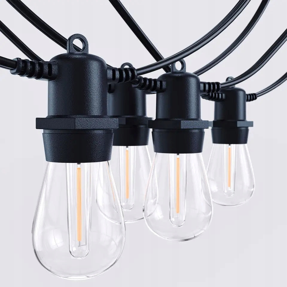 Garden Garland Light LED 15m Terrace Chain WATERPROOF 16x Bulbs Power supply mains