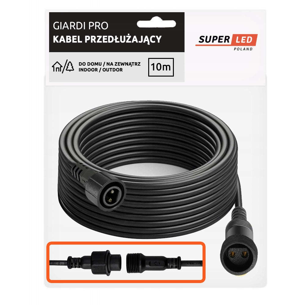 Garden Garland Power Cable Extension Cable 10m Black SuperLED