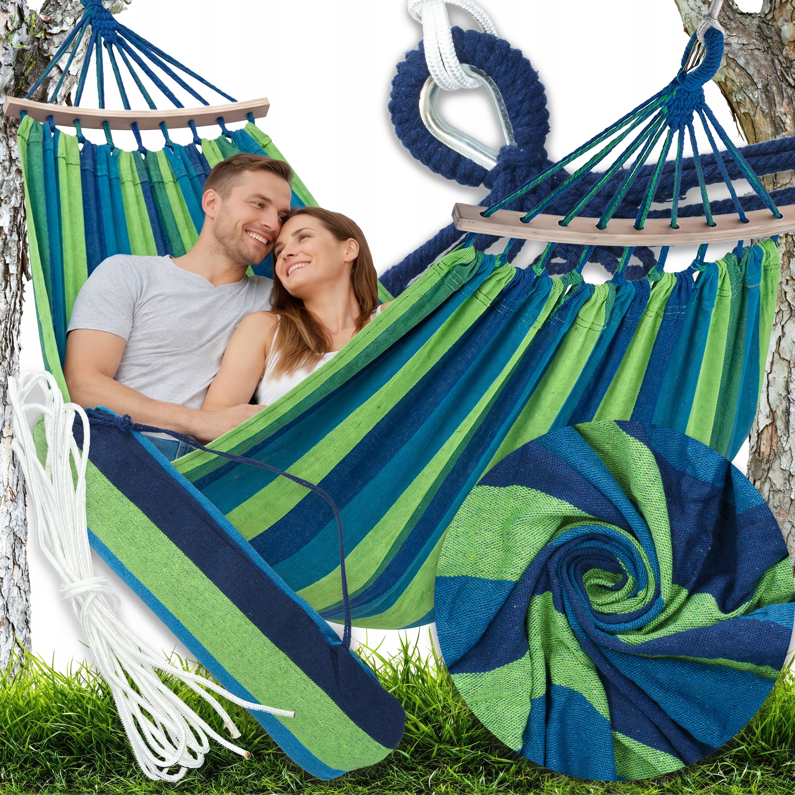 Garden Hammock Large 2 Person Swing XXL Strong Reinforced Headband + Bag