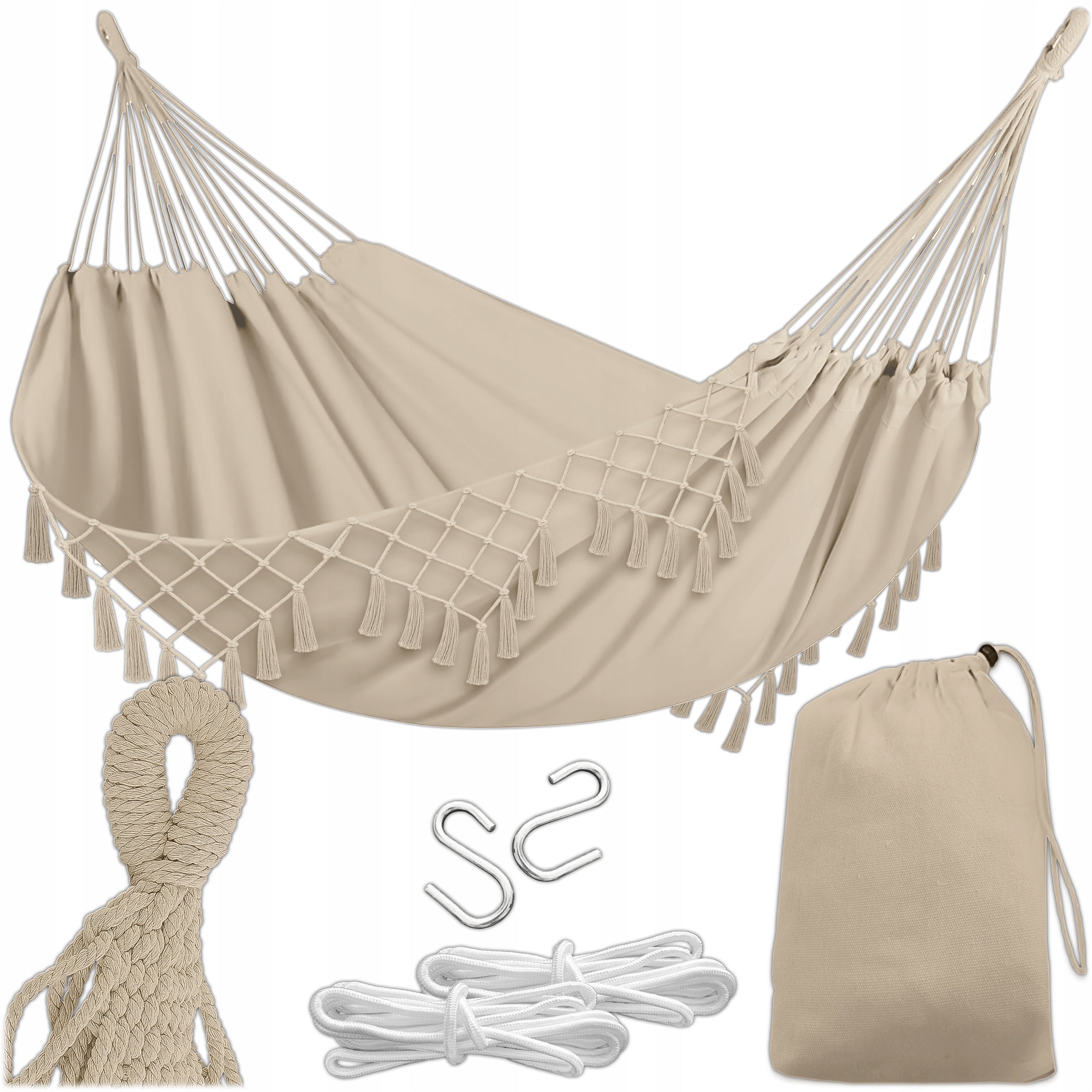 Garden Hammock Tourist Brazilian Swing BOHO + BAG 150x190 120kg EAN (GTIN) 5906196207283
