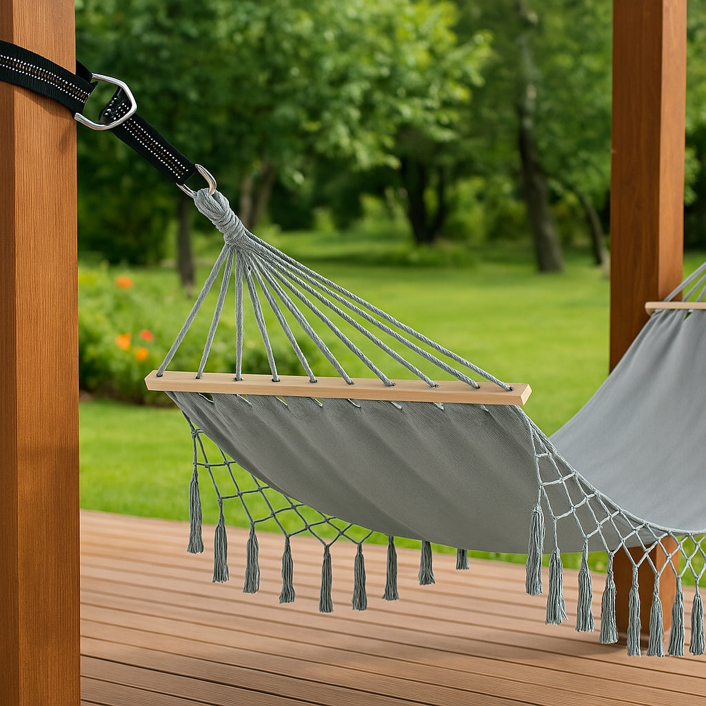 Garden Hammock with Crossbars + Cover and Mounting Kit Freebie 160kg Manufacturer code L70A10
