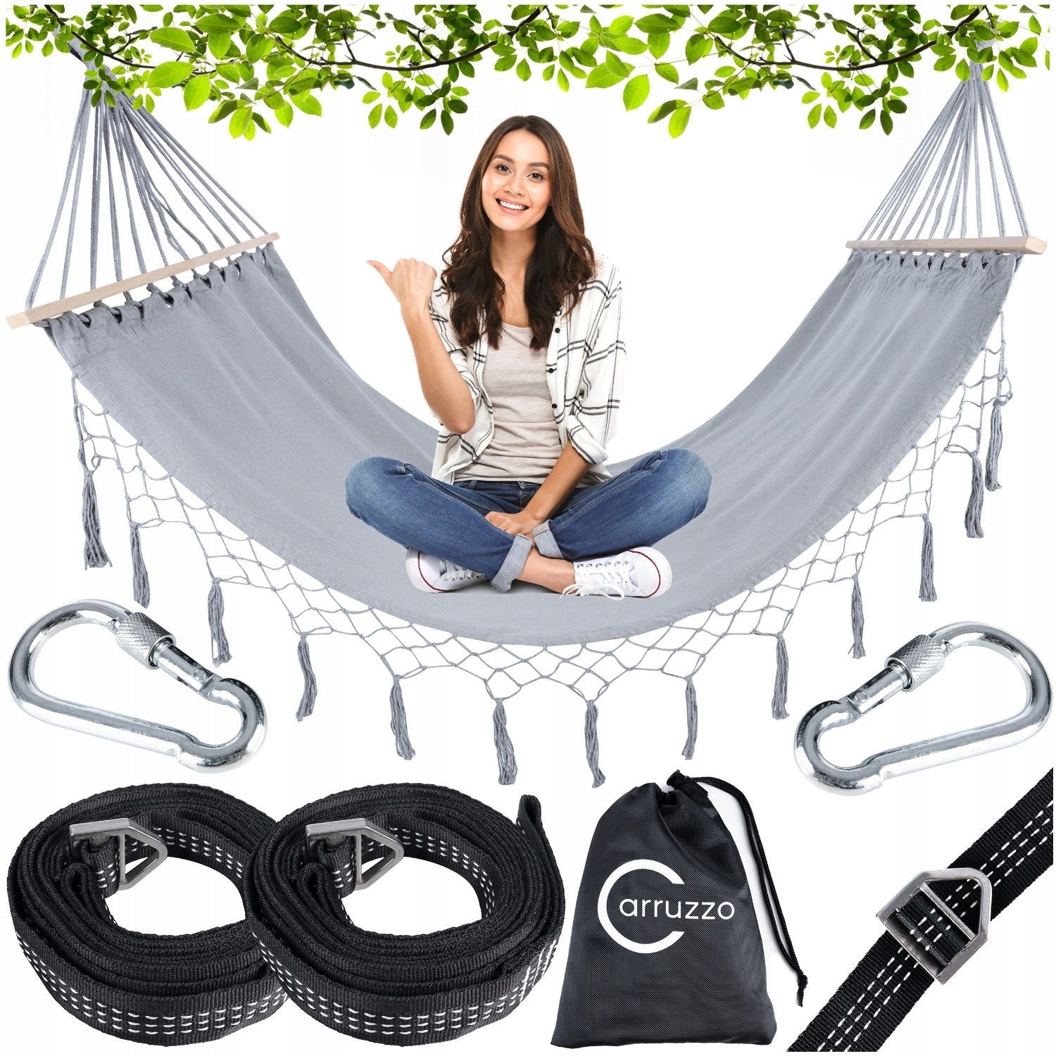 Garden Hammock with Crossbars + Cover and Mounting Kit Freebie 160kg