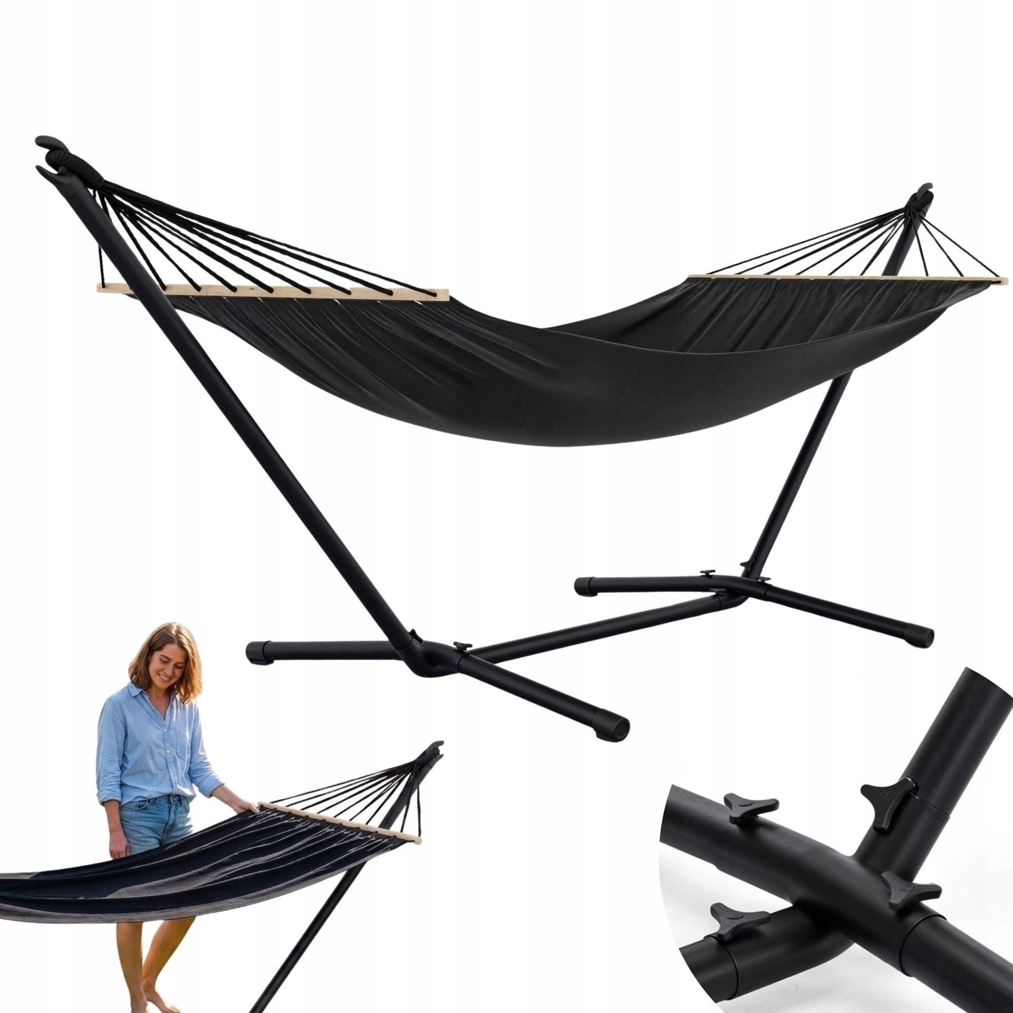 Garden Hammock with Frame and Bar Strong Hammock Frame up to 120 kg