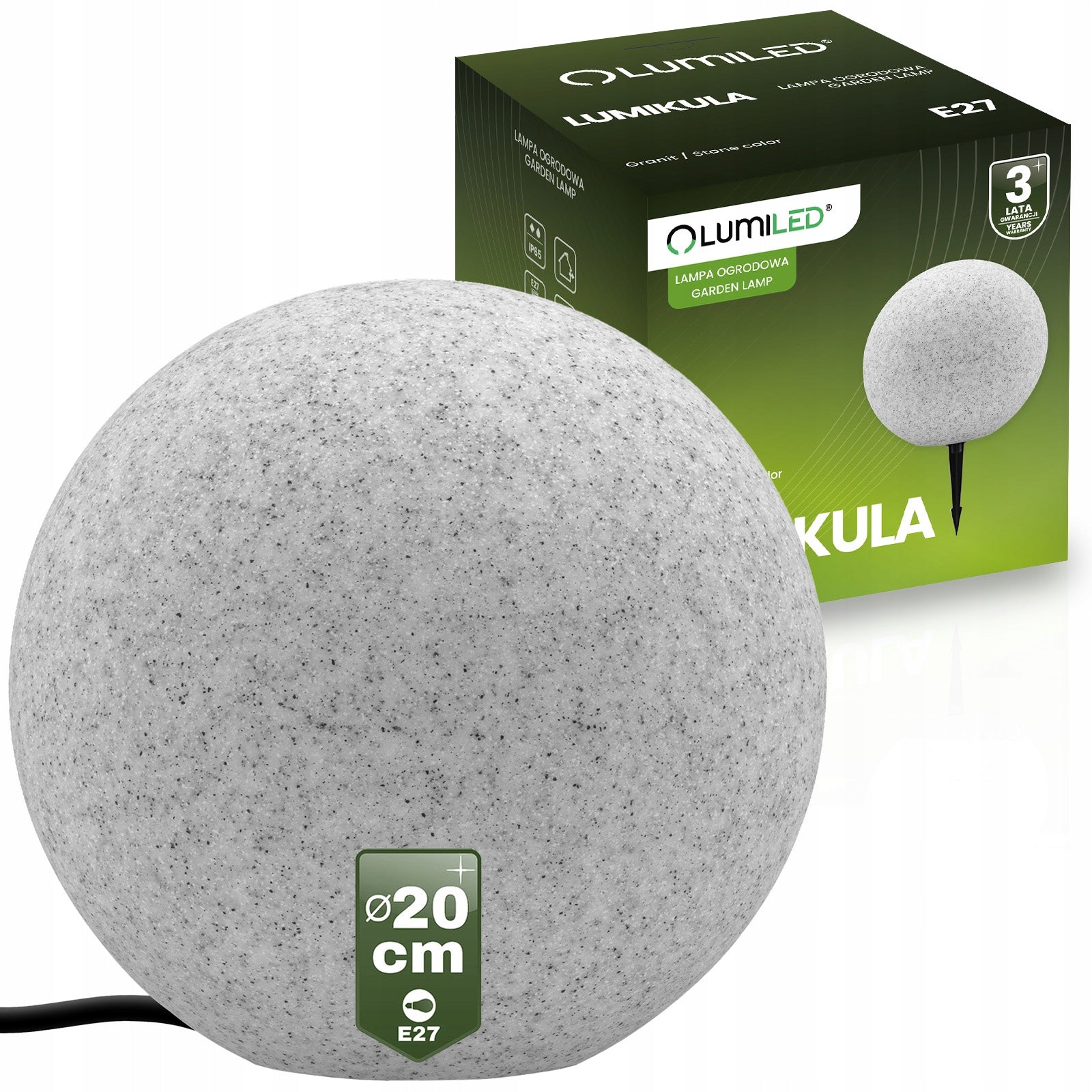 Garden Lamp BALL 230V 20CM TERRESTRIAL HAMMERED LED E27 STONE WIRE