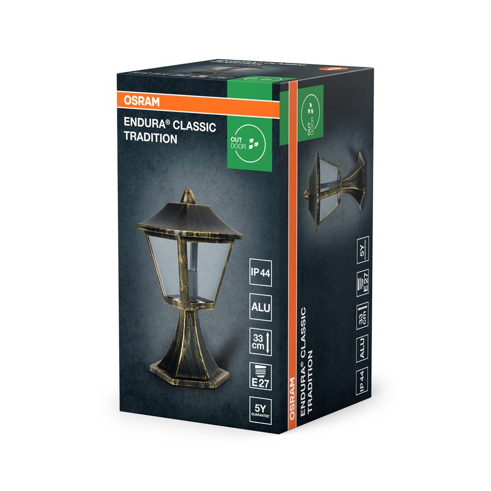 Garden Lamp Outdoor Lantern Standing E27 Black Gold IP44 Osram Brand Osram