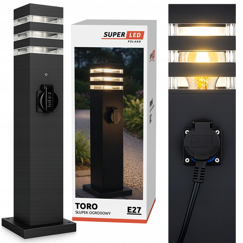 Garden Lamp Outdoor Post E27 LED 60 cm + socket 230V