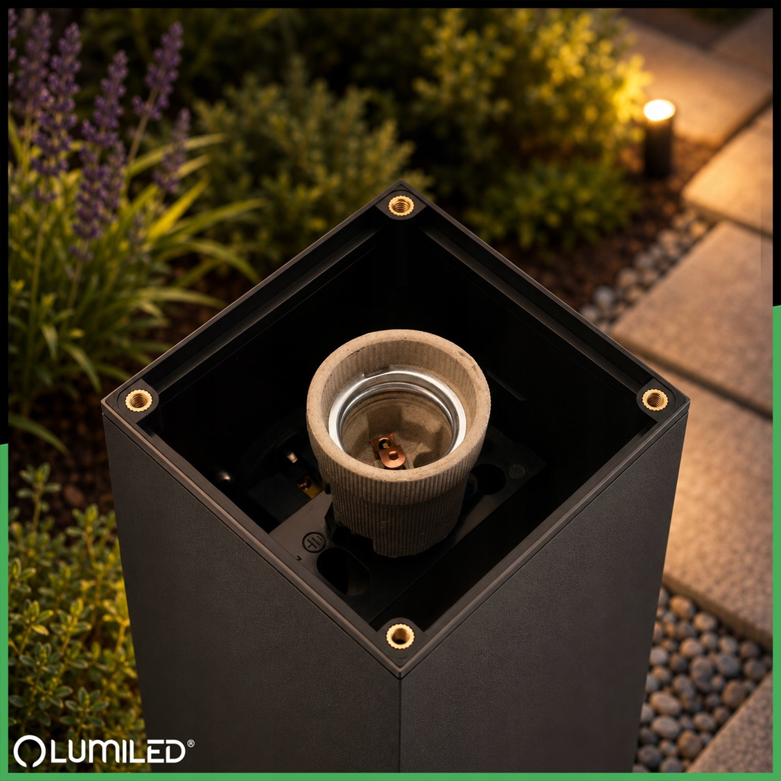 Garden Lamp Post 60cm Outdoor Standing Bulb E27 LED Socket 230V Brand Lumiled