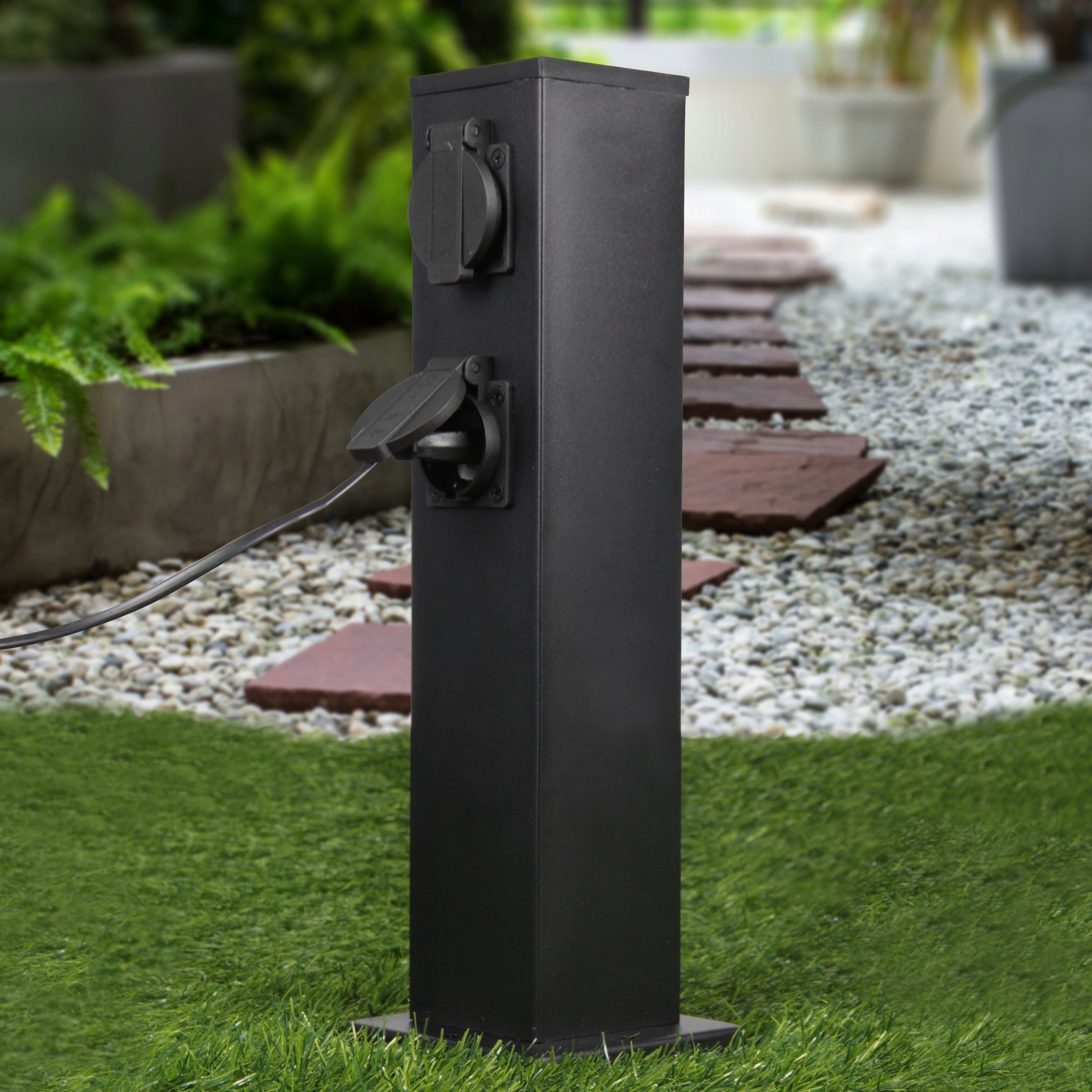 Garden Lamp Post black 4 sockets 40 cm IP44 stainless steel Manufacturer code Słupek oświetleniowy czarny 4 gniazda 40 cm