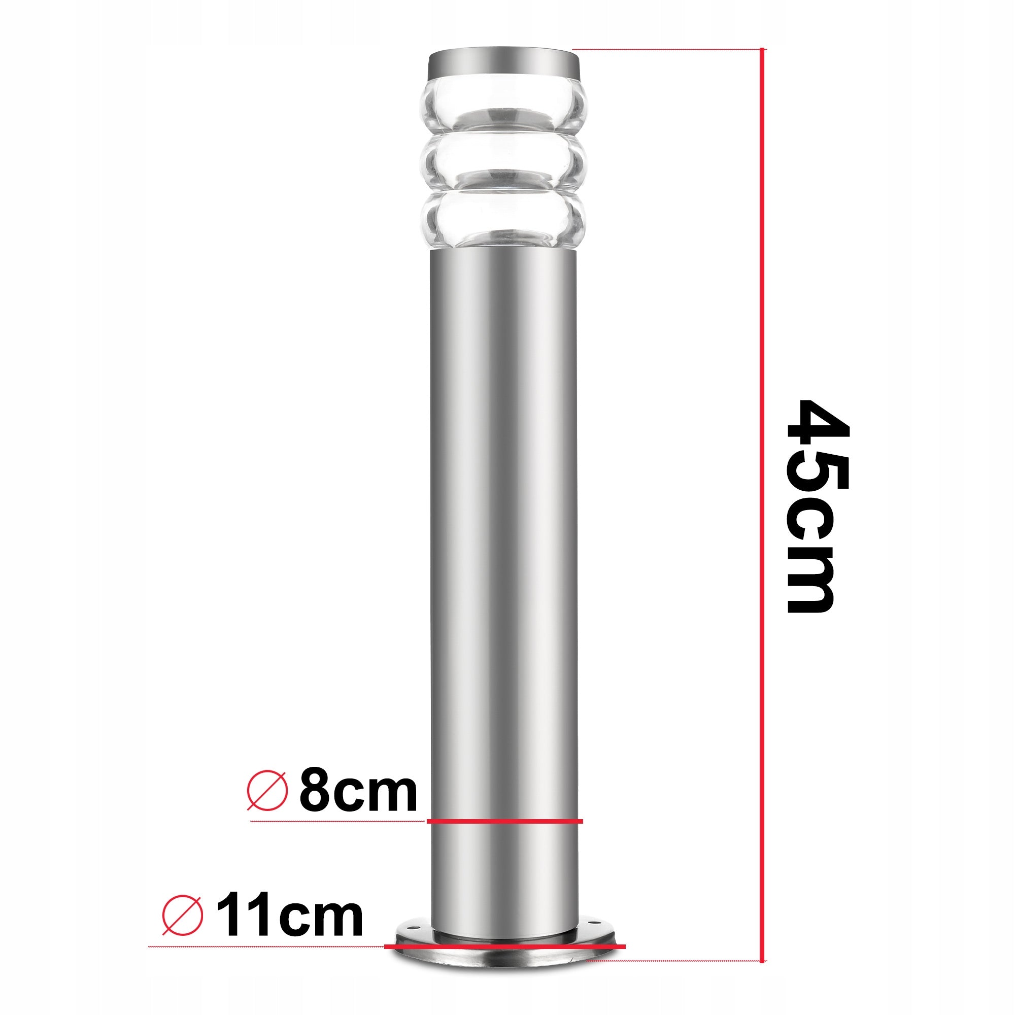 Garden Lamp Standing Lighting Post for LED E27 Outdoor 45cm IP44 Color silver