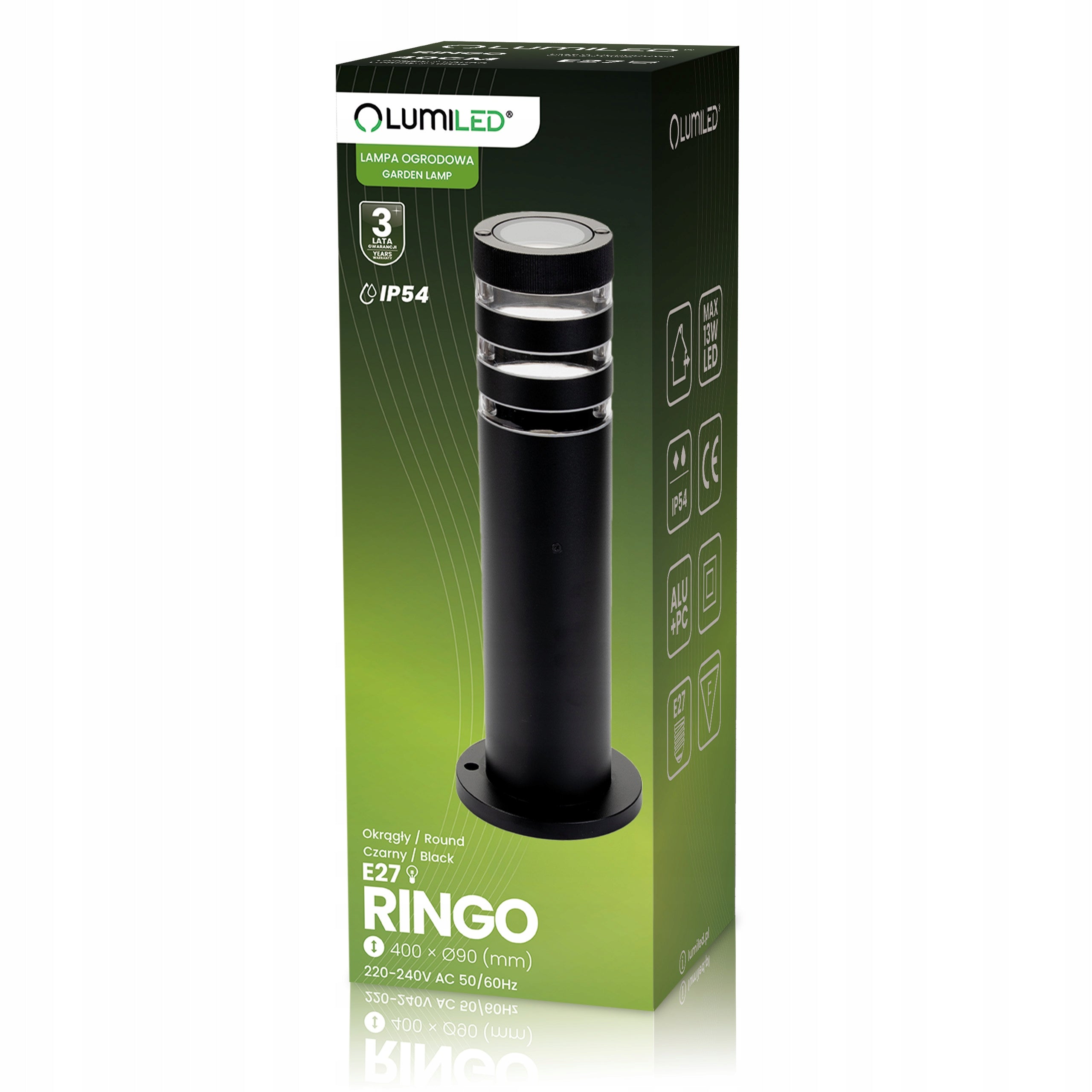 Garden Lamp Standing Outdoor Post IP54 to E27 LED 40cm HERMETIC Manufacturer code SŁUP DO OGRODU LAMPKA OGRODOWA LATARNIA