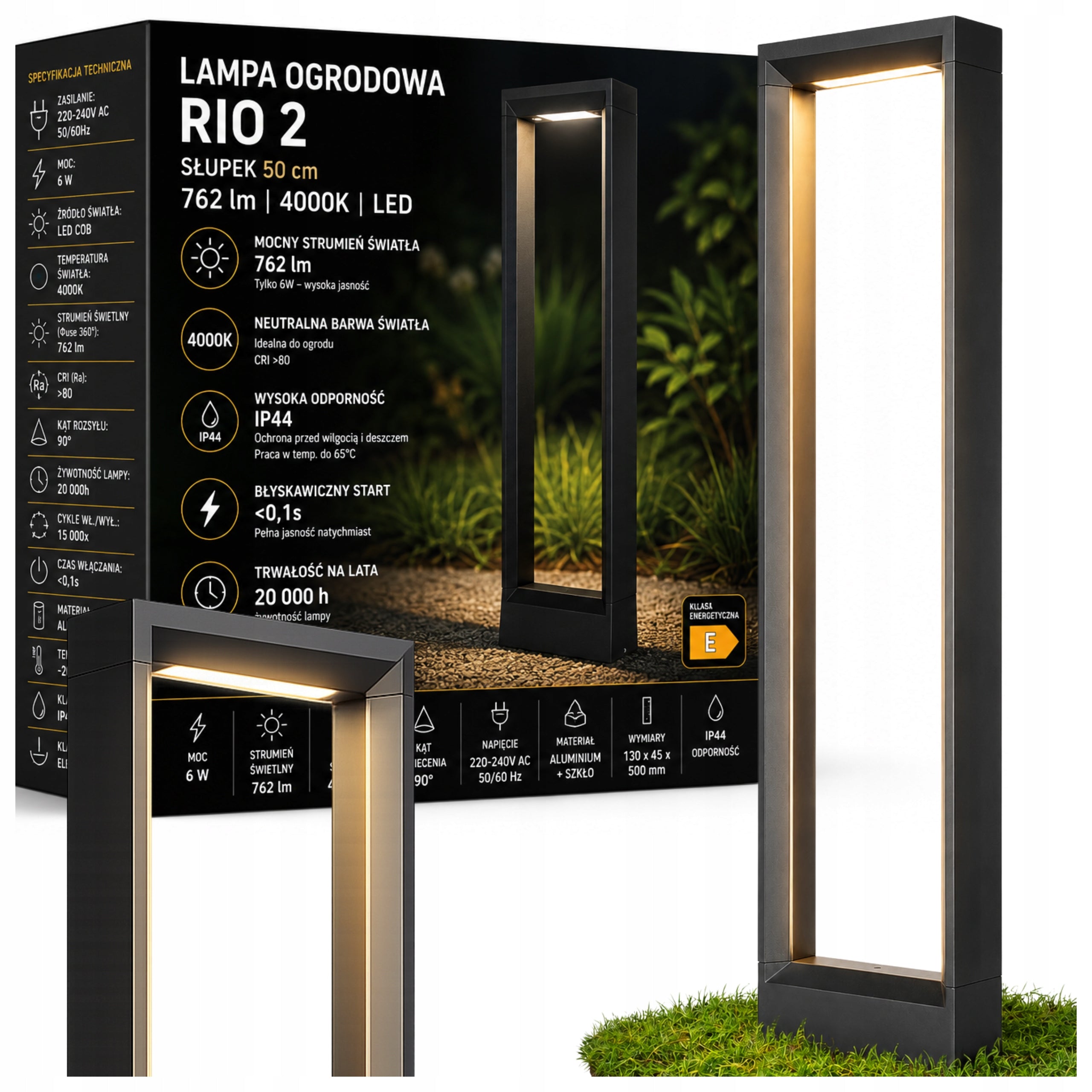Garden Lamp Standing Post 50cm 762lm Outdoor 4000K LED