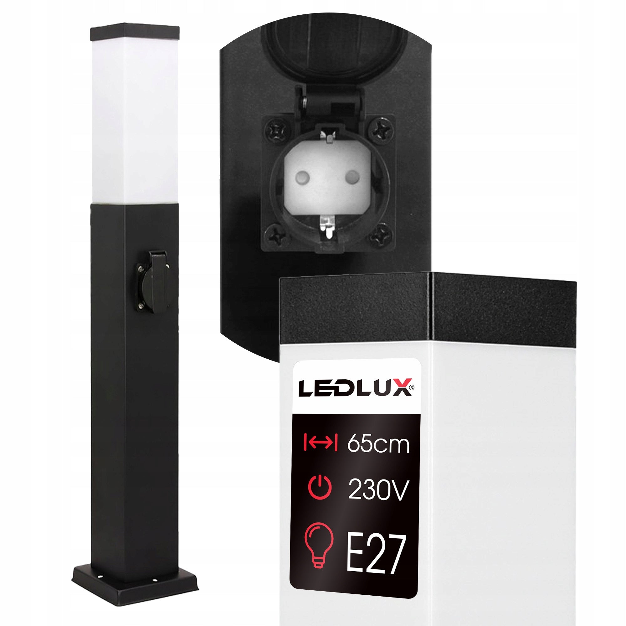 Garden Lamp Standing for LED E27 65cm Garden Post Black Lighting