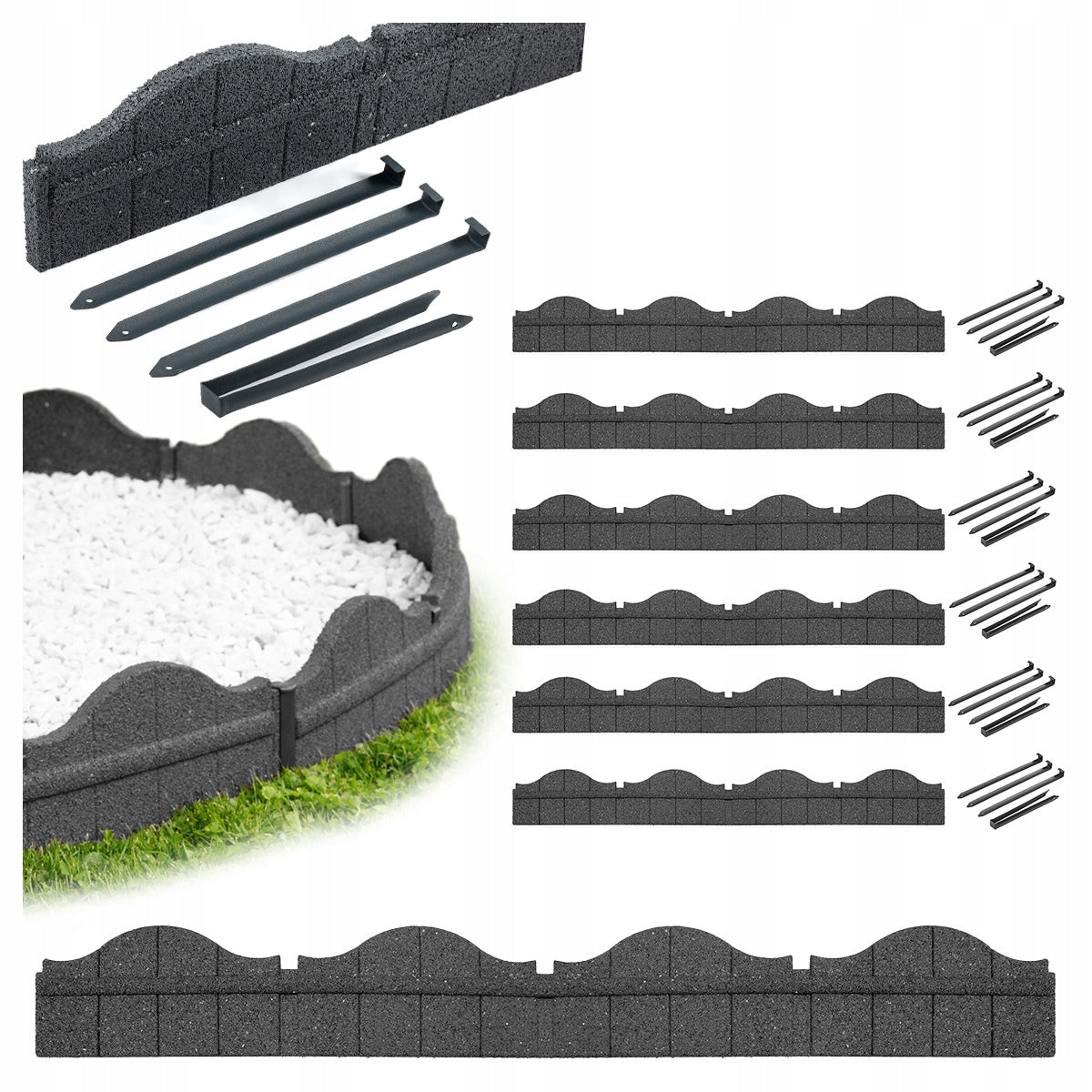 Garden Lawn EDGING 7m Fence Palisade Frost Resistant Flexible ECO Packaging status original