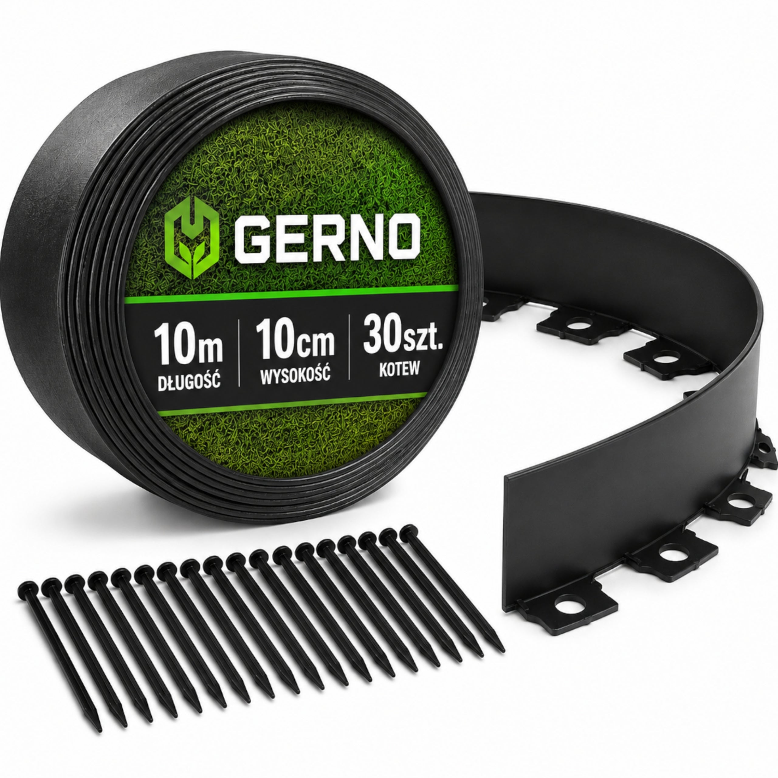 Garden Lawn edging 10m 10cm Thick Elastic 30 Anchors Black