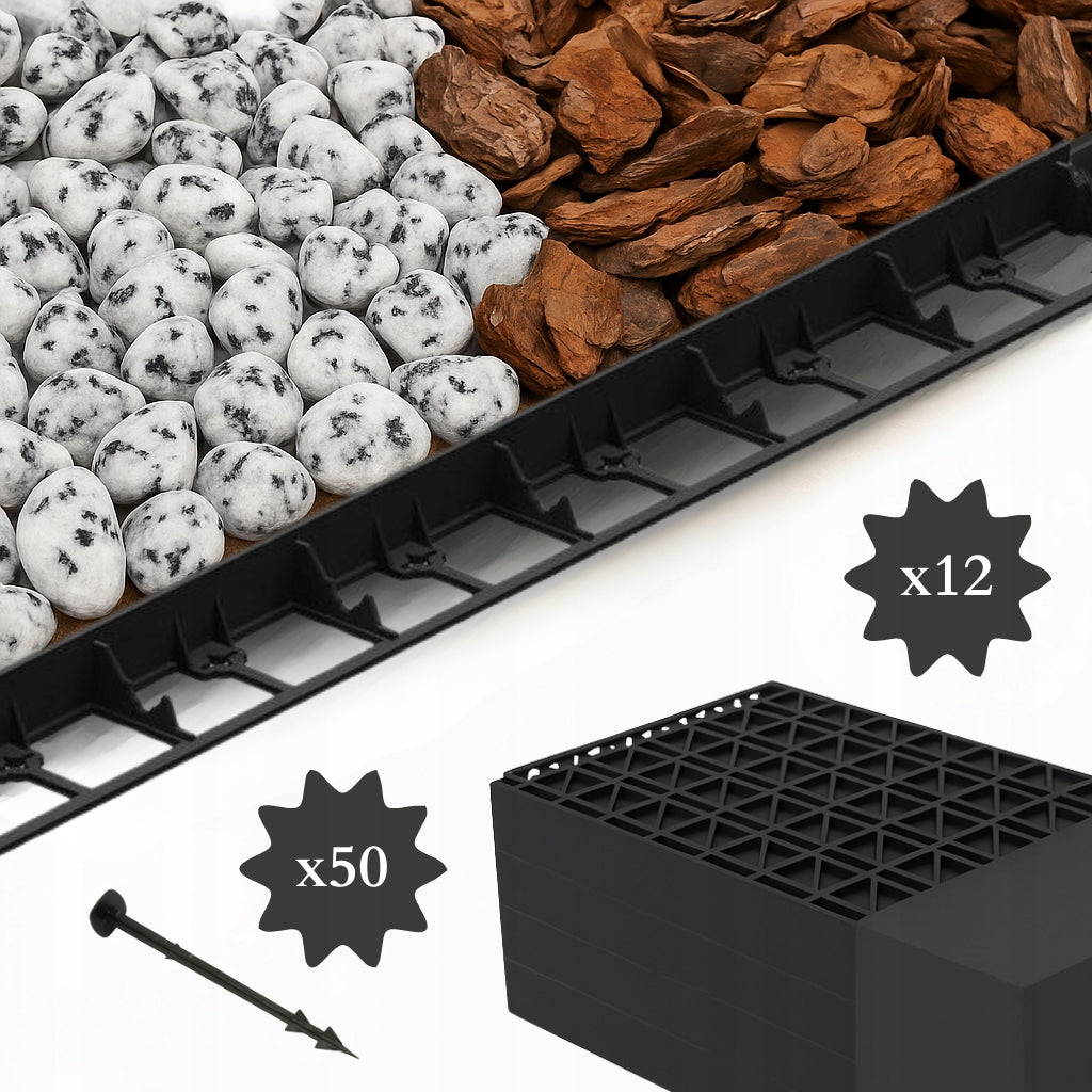 Garden Lawn edging 4,5cm Palisade Border 45mm 12m +50 studs