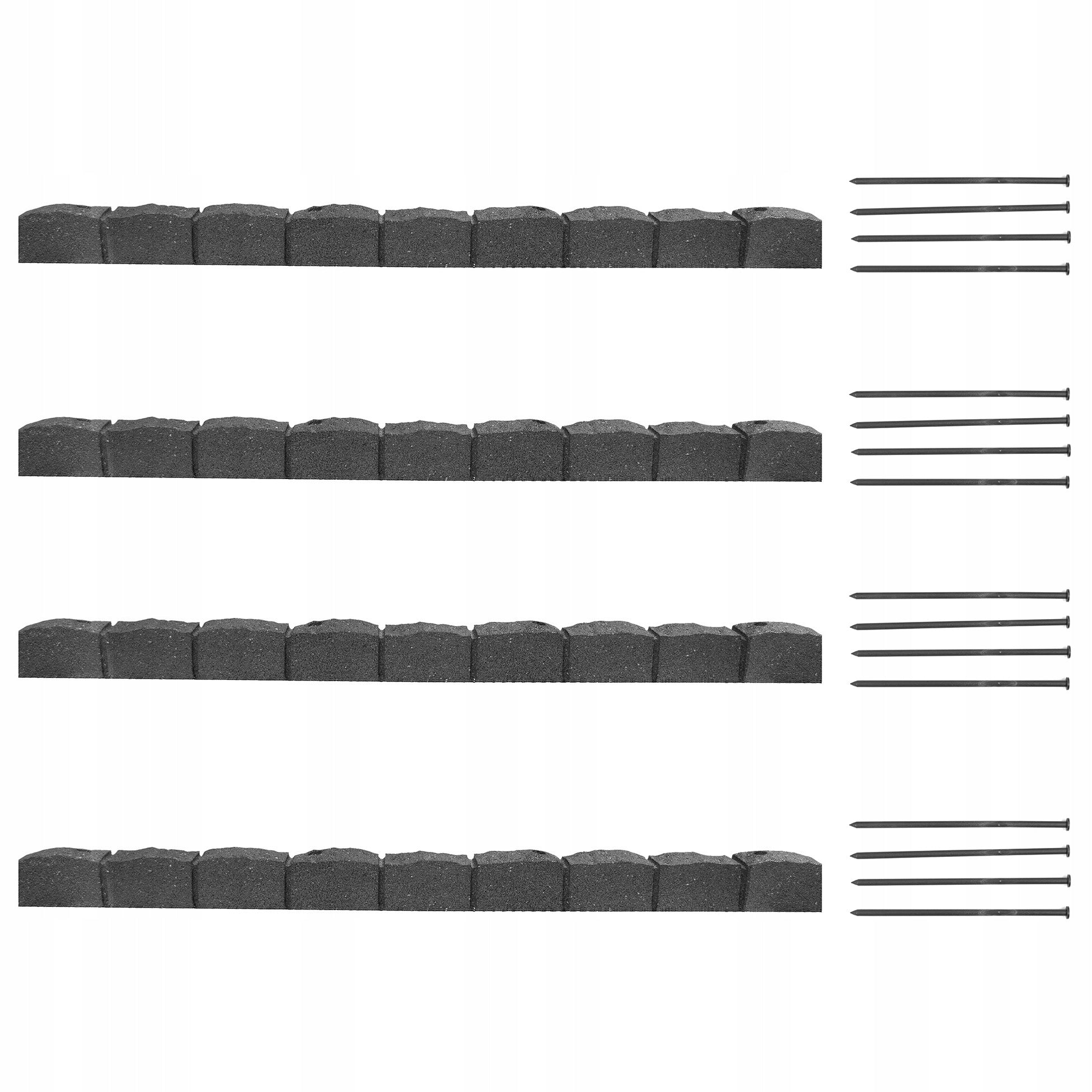 Garden Lawn edging 4,8m Palisade Cube Massive Border Curb Material plastic