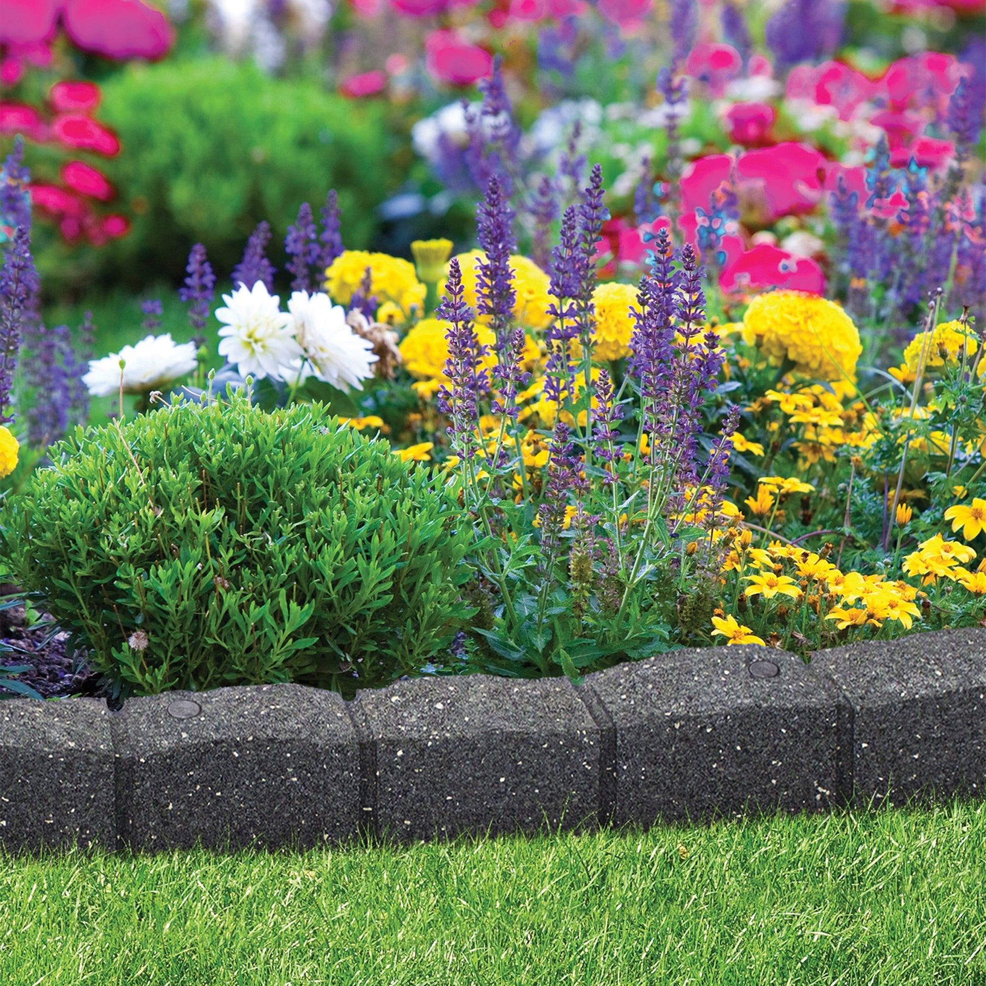 Garden Lawn edging 4,8m Palisade Cube Massive Border Curb Product height 8 cm