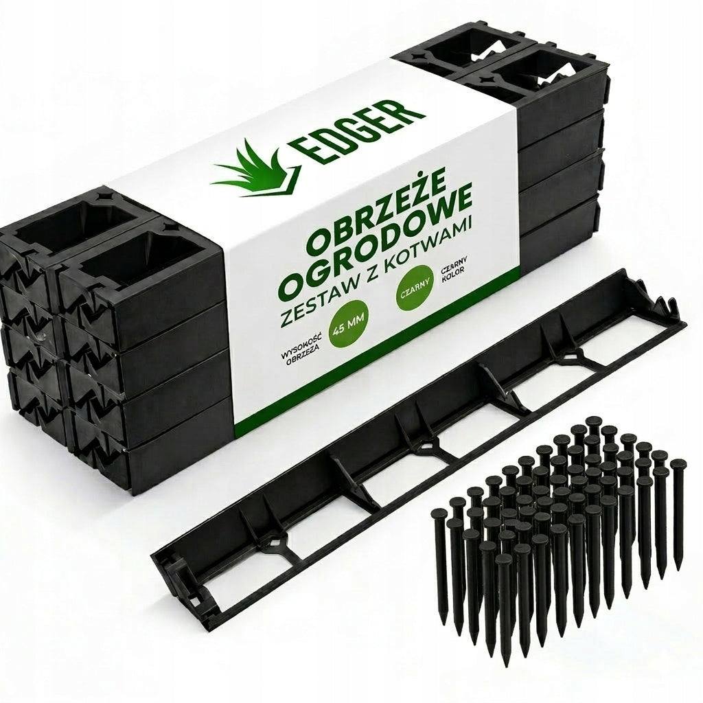 Garden Lawn edging Plastic 4,5cm 45mm 10m + 40 Anchors