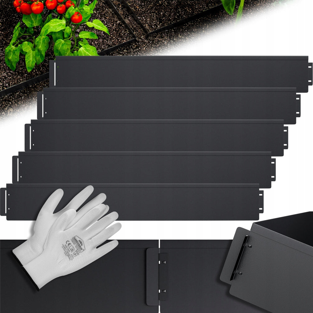 Garden Lawn edging metal garden palisade 5mx14cm + gloves