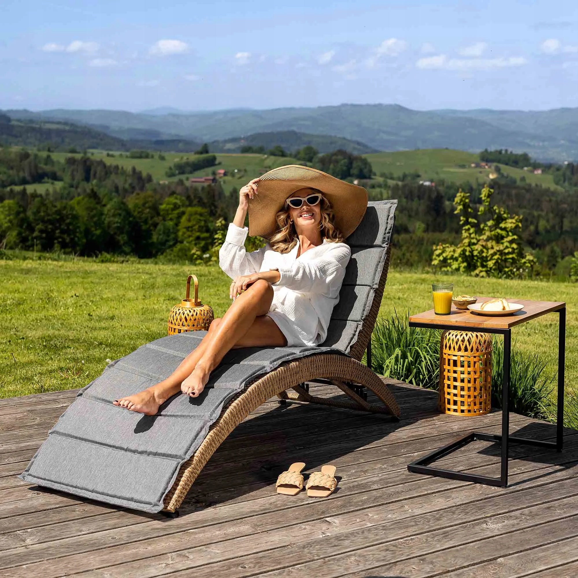 Garden Lounger Adjustable Armchair Folding Adjustable Lounger Terrace Balcony Packaging status original