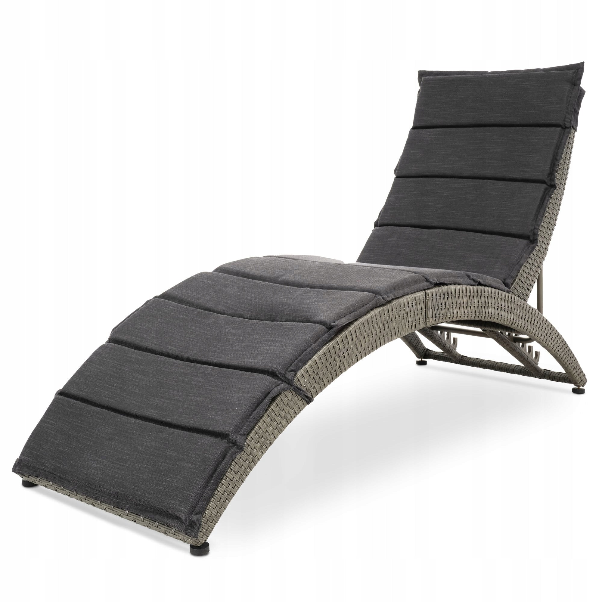 Garden Lounger Adjustable Folding Couch Adjustable Technorattan Terrace Color gray