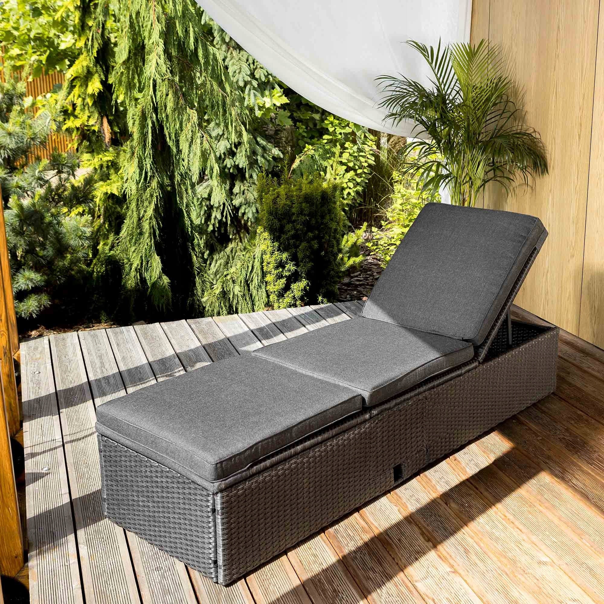 Garden Lounger Armchair Adjustable Terrace Balcony Adjustable Footrest Kind couch