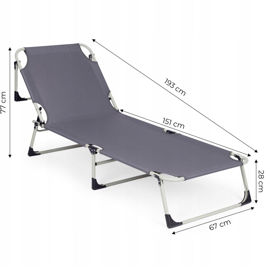 Garden Lounger Couch Fishing Field Bed Folding With Mattress Grey Packaging status original