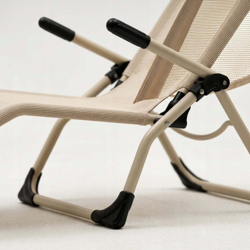 Garden Lounger Profiled Folding BEIGE S-Curve Texteline YS-30 Color beige