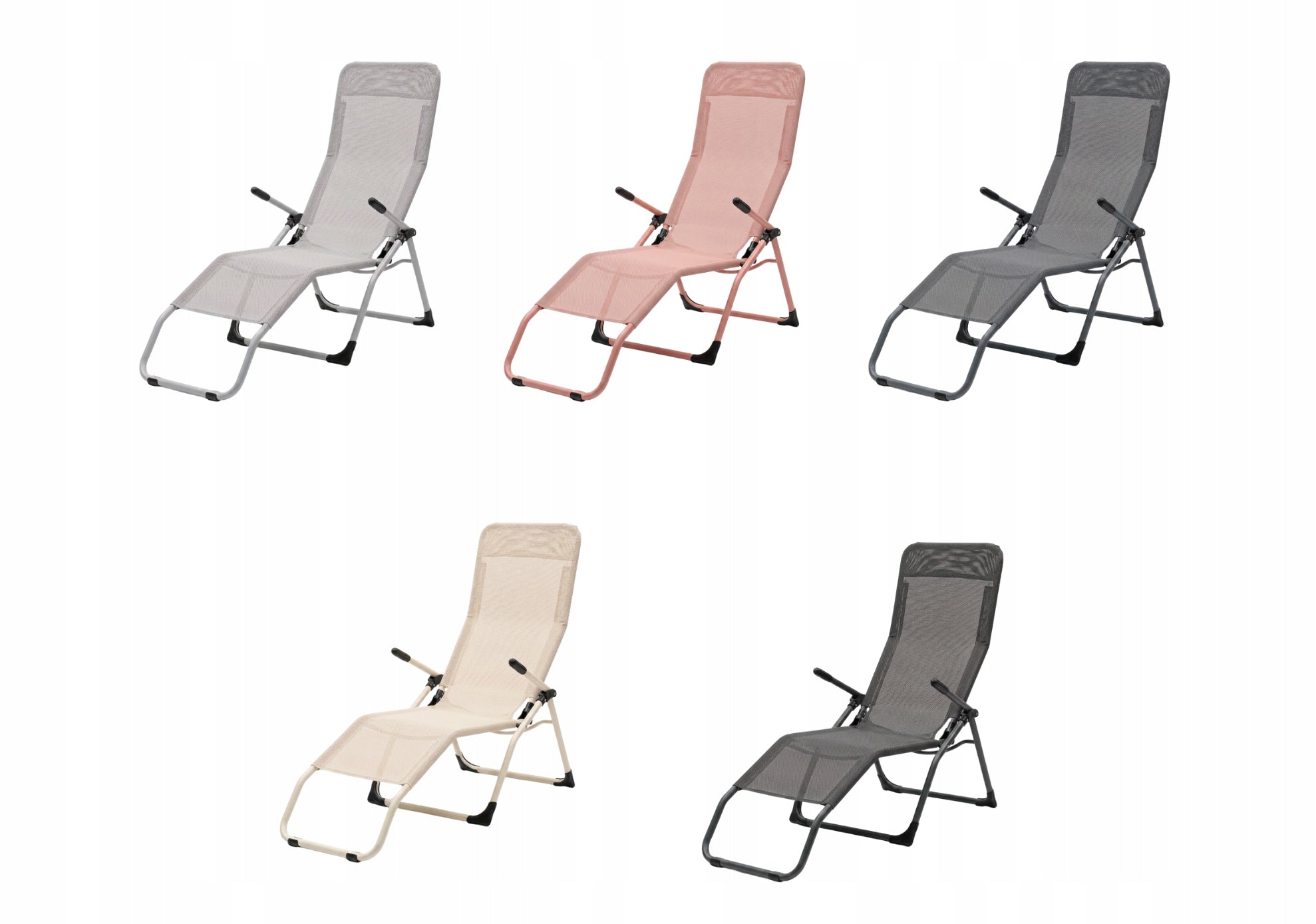 Garden Lounger Profiled Folding BEIGE S-Curve Texteline YS-30 Frame material synthetic material