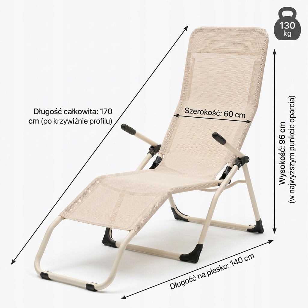 Garden Lounger Profiled Folding BEIGE S-Curve Texteline YS-30 Manufacturer code IdealGarden
