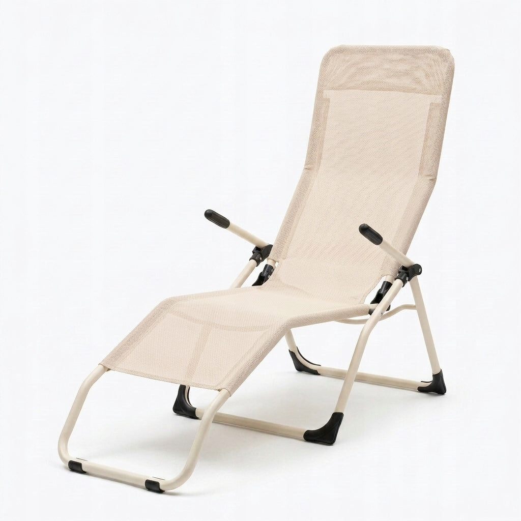 Garden Lounger Profiled Folding BEIGE S-Curve Texteline YS-30 Packaging status original
