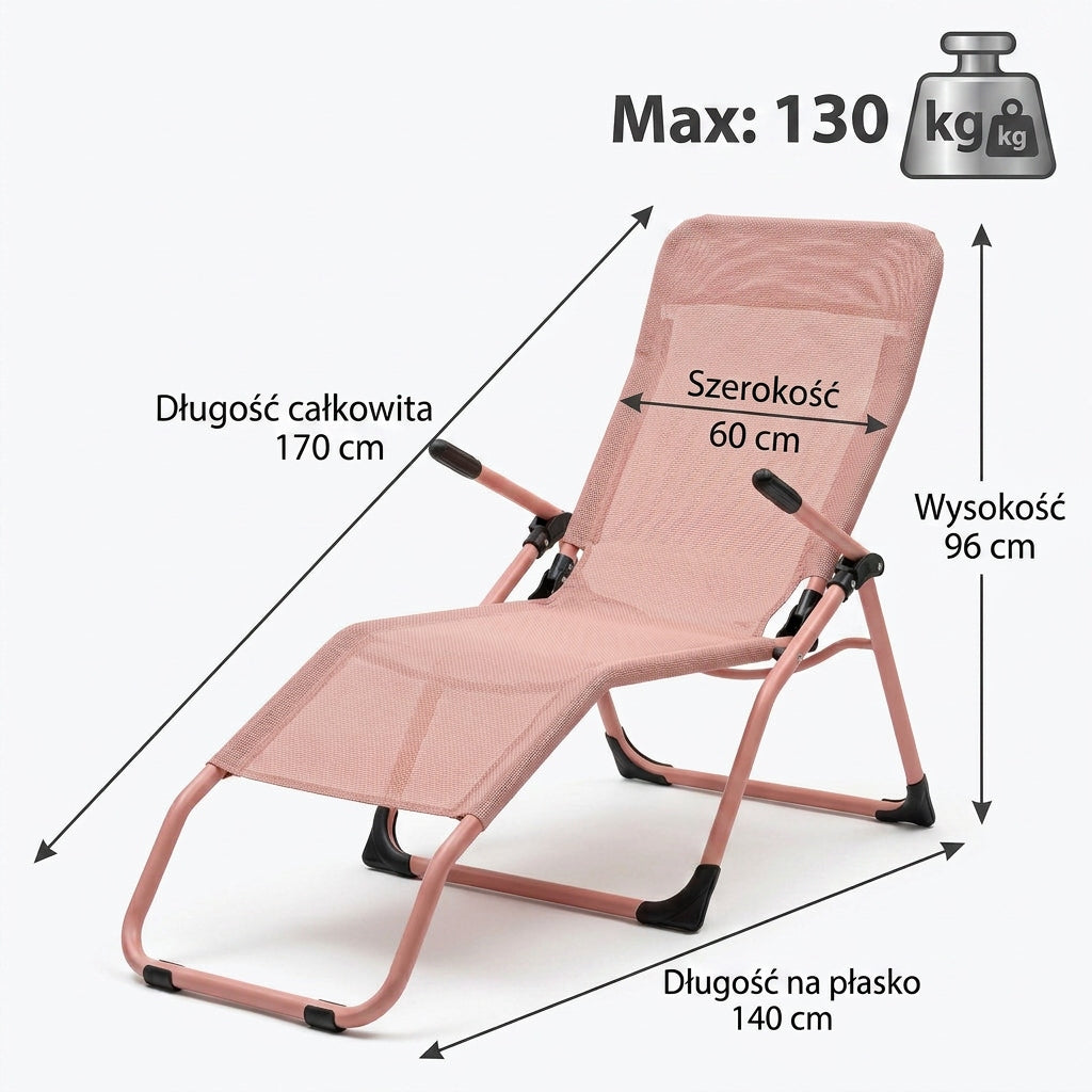 Garden Lounger Profiled Folding PINK S-Curve Texteline YS-30 Manufacturer code IdealGarden
