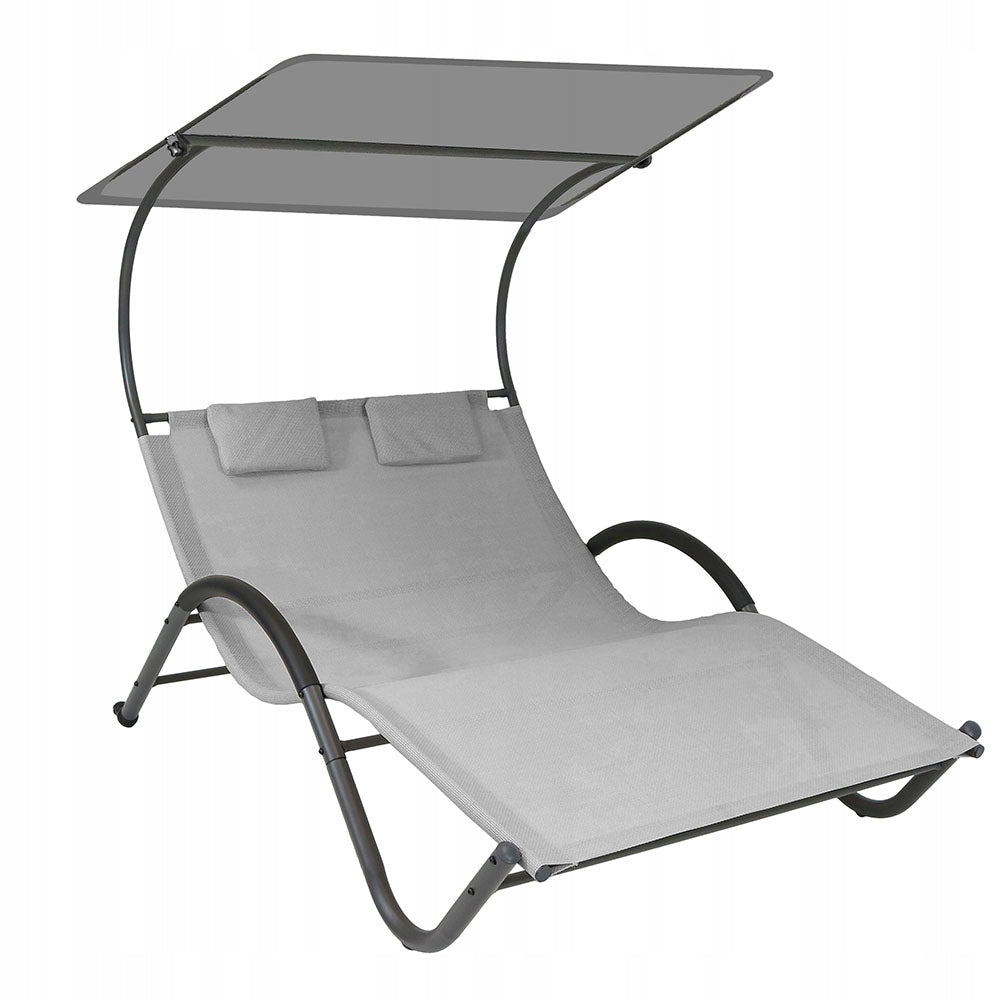 Garden Lounger Terrace Lounger With Canopy Double Comfortable Grey
