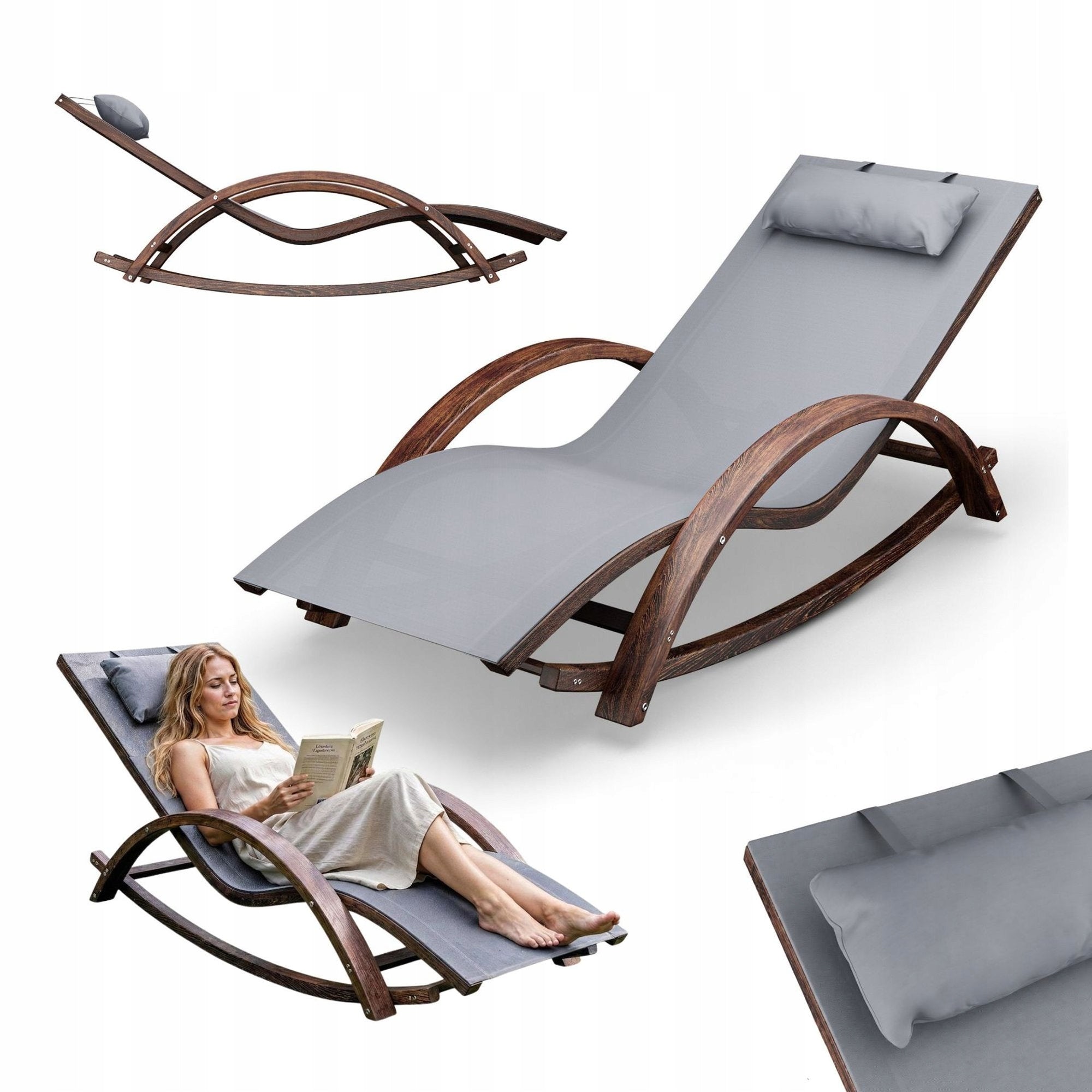 Garden Lounger Terrace Wooden Garden Lounger with Balcony Cushion