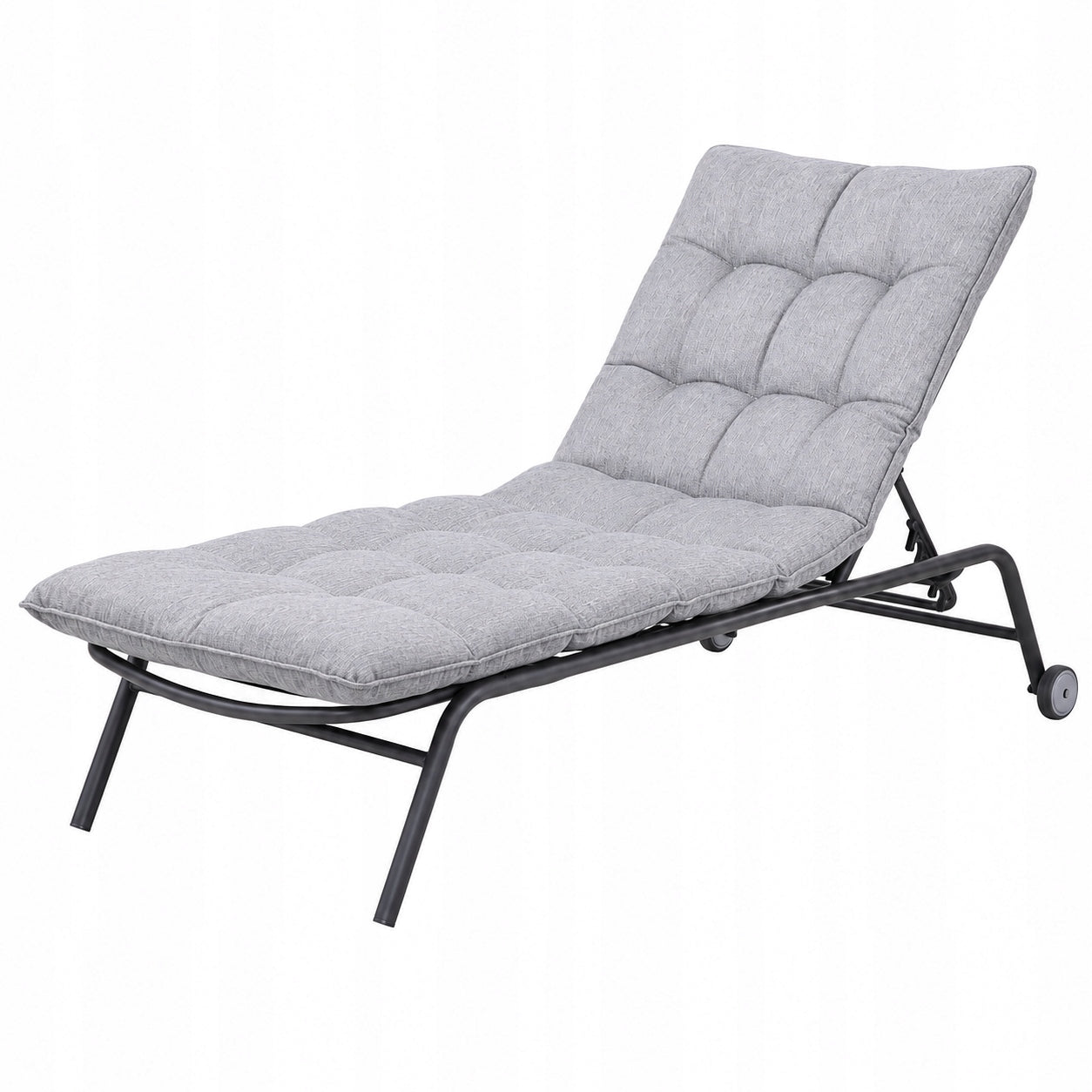 Garden Lounger with Cushion Adjustable 5-STEP BACKREST for Terrace Balcony Length (longer side) 197 cm