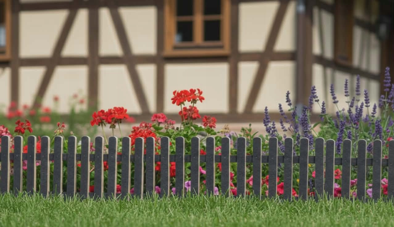 Garden PALISADE 100cm Wooden EDGING Garden FENCE Black Manufacturer code 1
