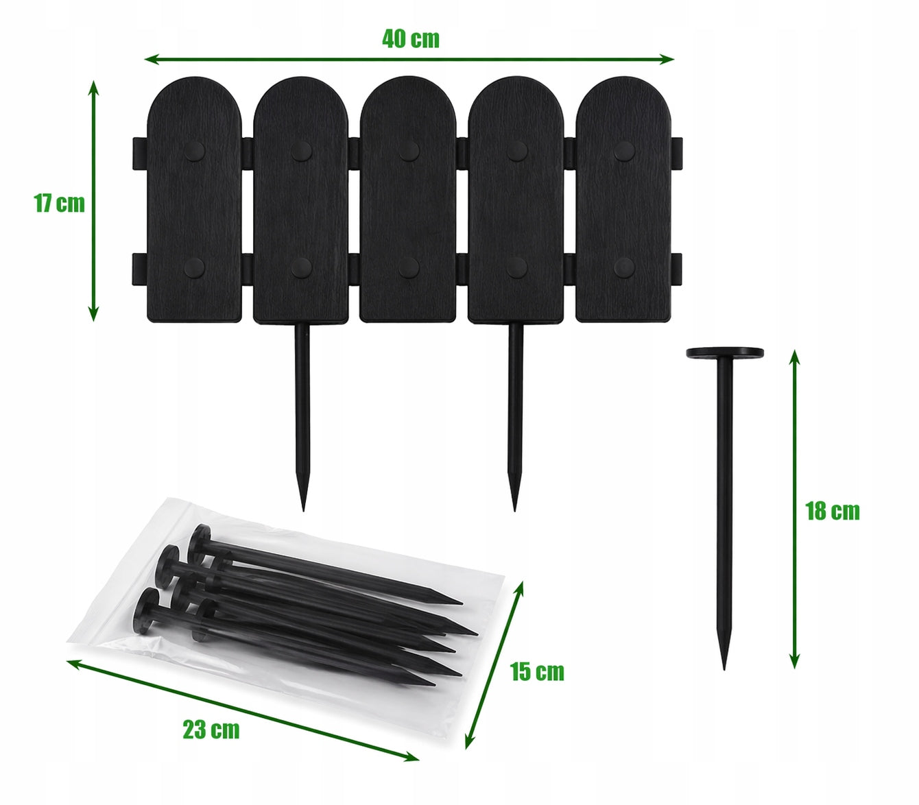 Garden Palisade 240cm Black + Anchors Lawn Fence Discount Rim Packaging status original