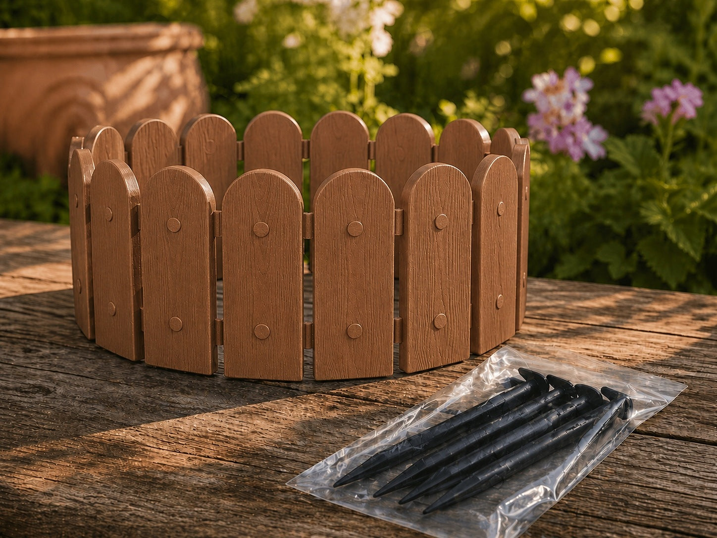 Garden Palisade 240cm Brown + Anchors Lawn Fence Discount Rim Manufacturer code brazowy P40