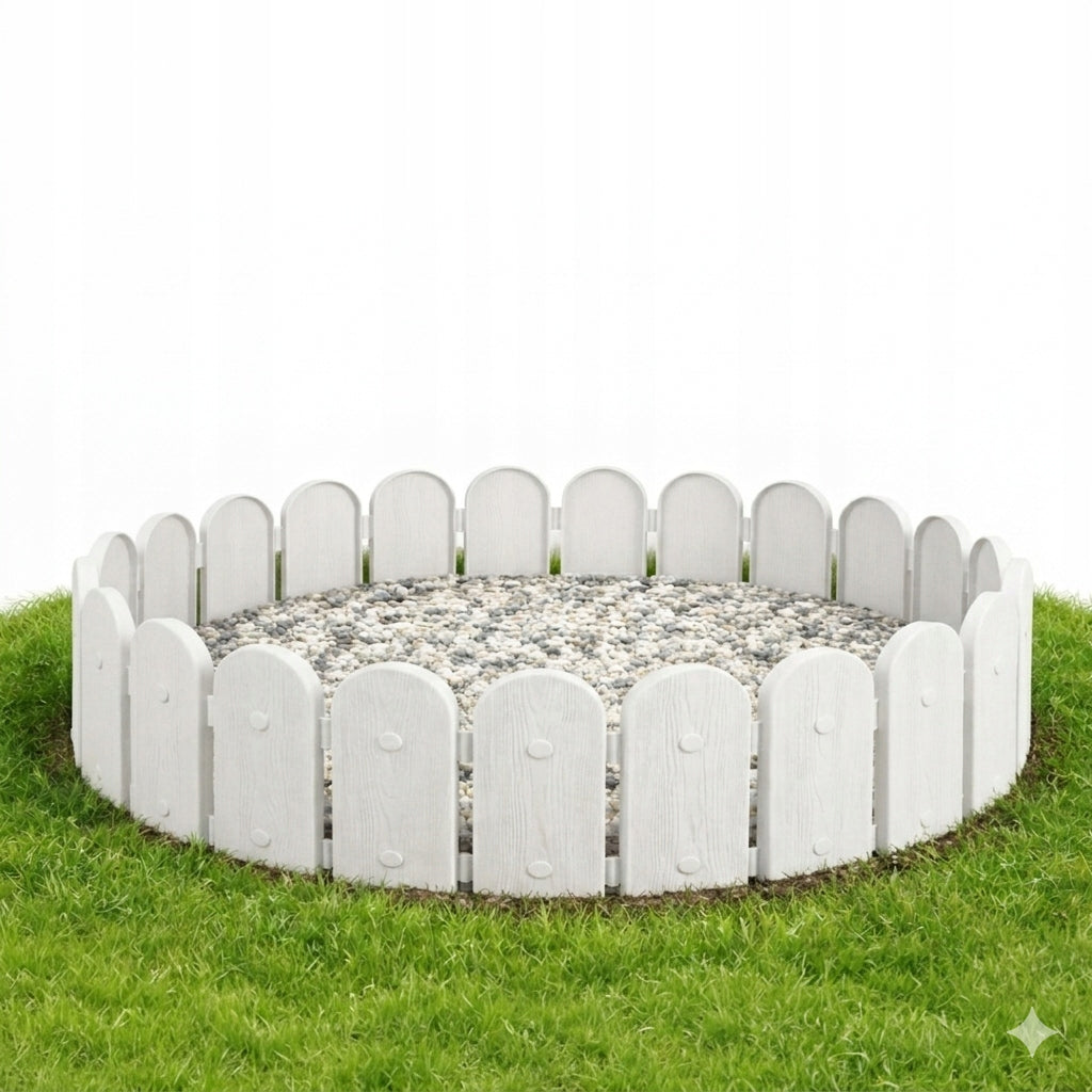 Garden Palisade 240cm Lawn Fence White Rim + Anchors Manufacturer code bialy P40