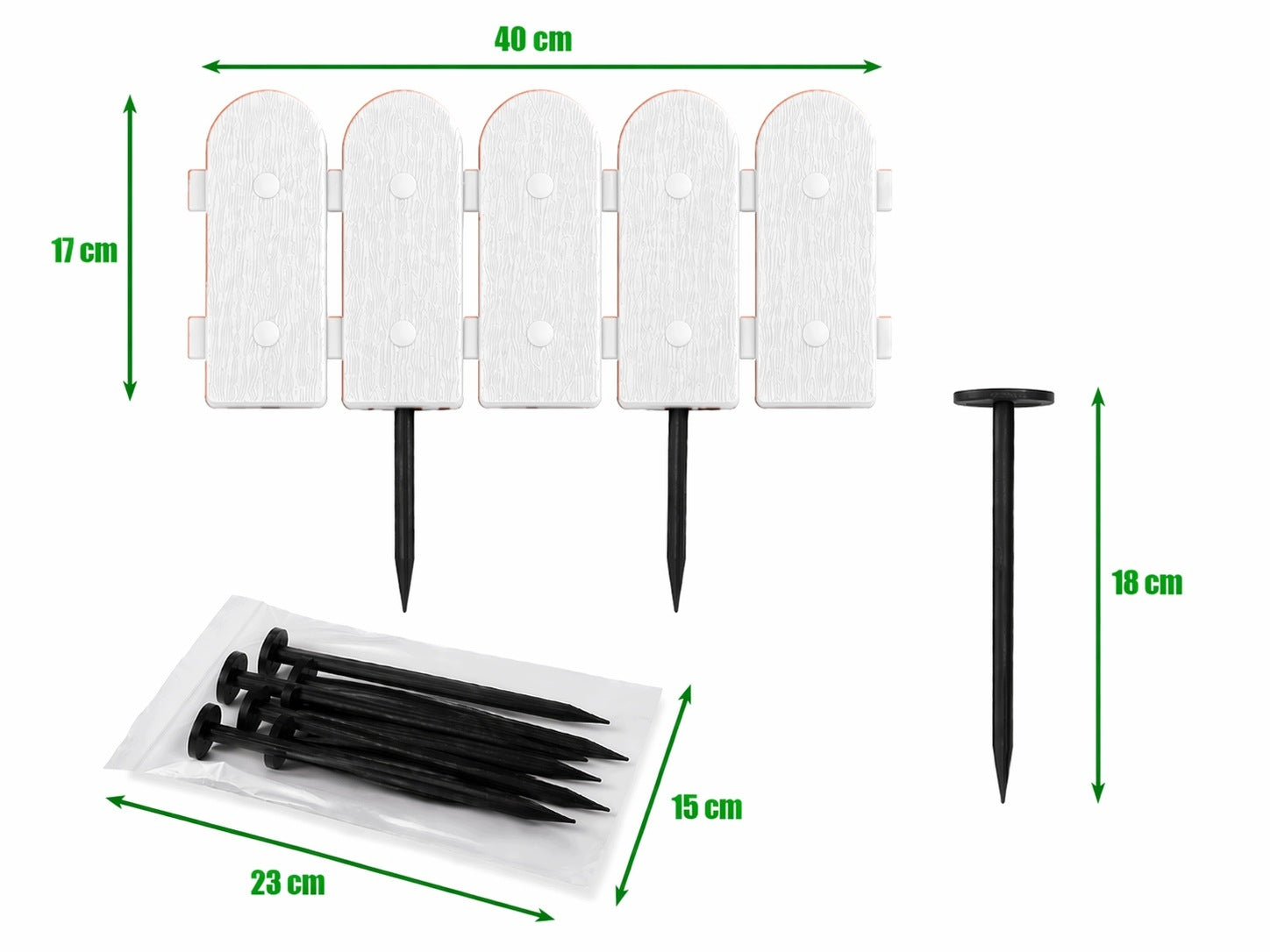 Garden Palisade 240cm White+ Anchors Lawn Fence Discount Rim Packaging status original