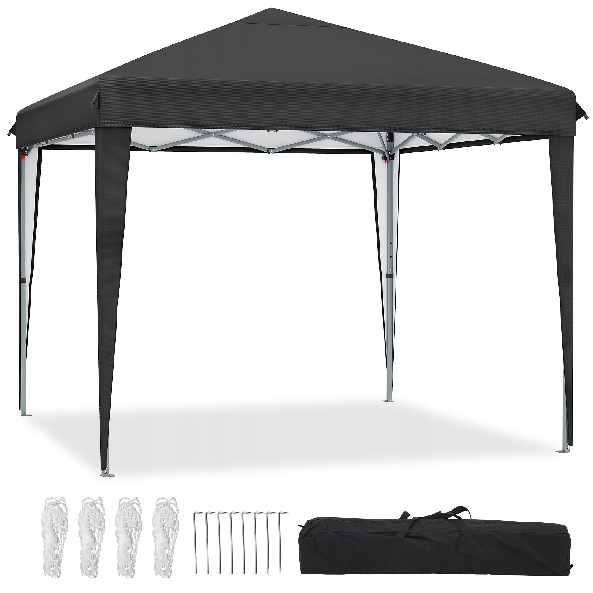 Garden Pavilion Tent Gazebo 3x3m Waterproof Metal Frame Camping Black Length 3 m