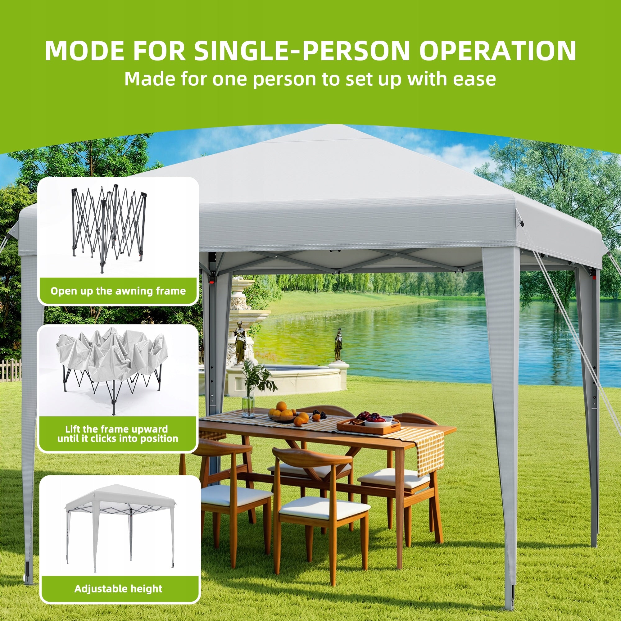 Garden Pavilion Tent Gazebo 3x3m Waterproof Metal Frame Camping White Type pavilion